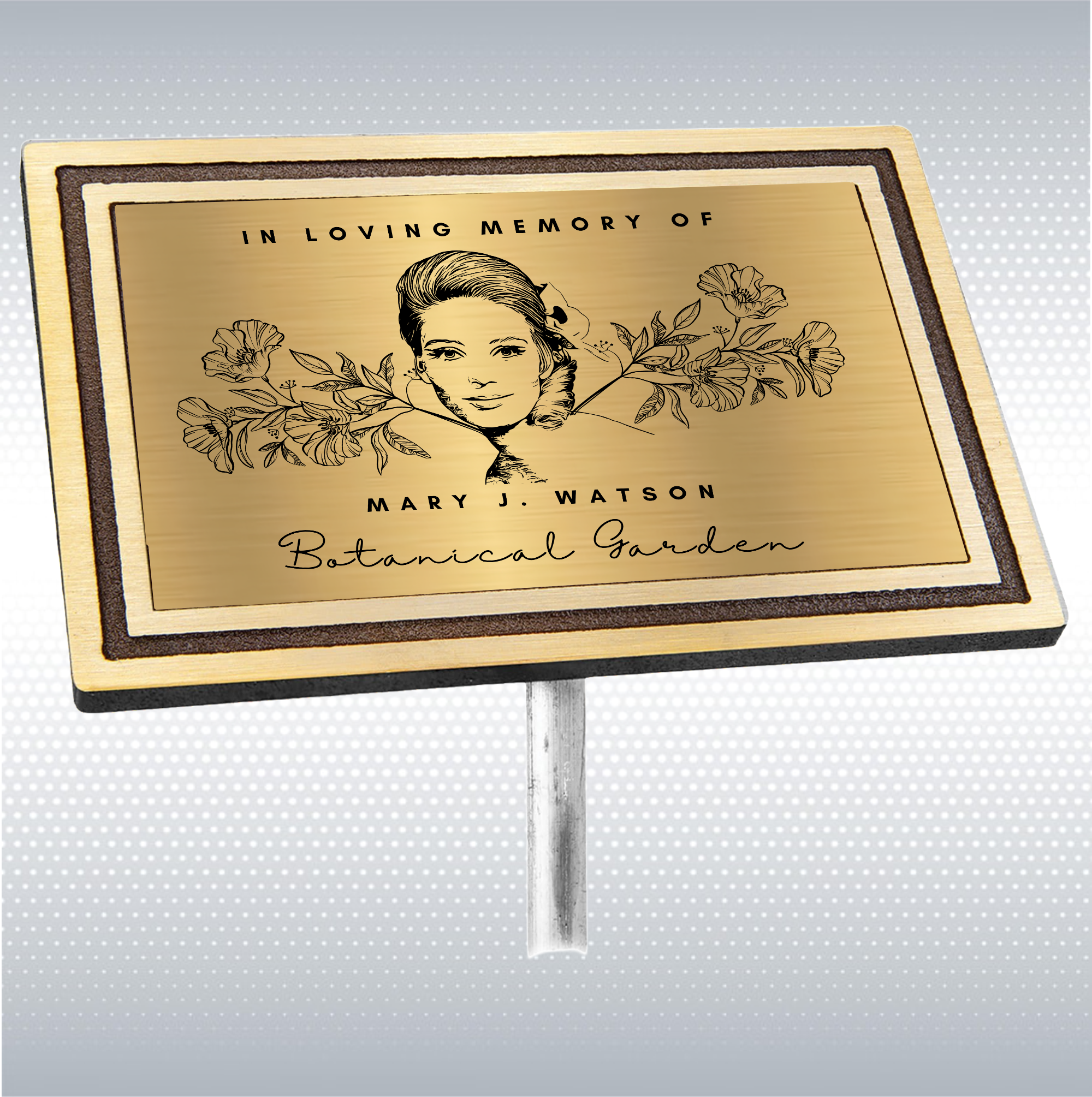 Bronze/Brown Rectangle Solid Cast Aluminum Sign with 24" Aluminum Rod (6"x4") 7