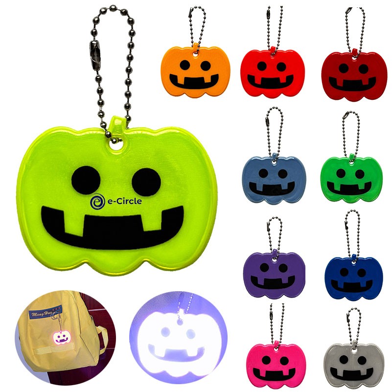 Halloween Pumpkin PVC Safety Reflective Keychain 1
