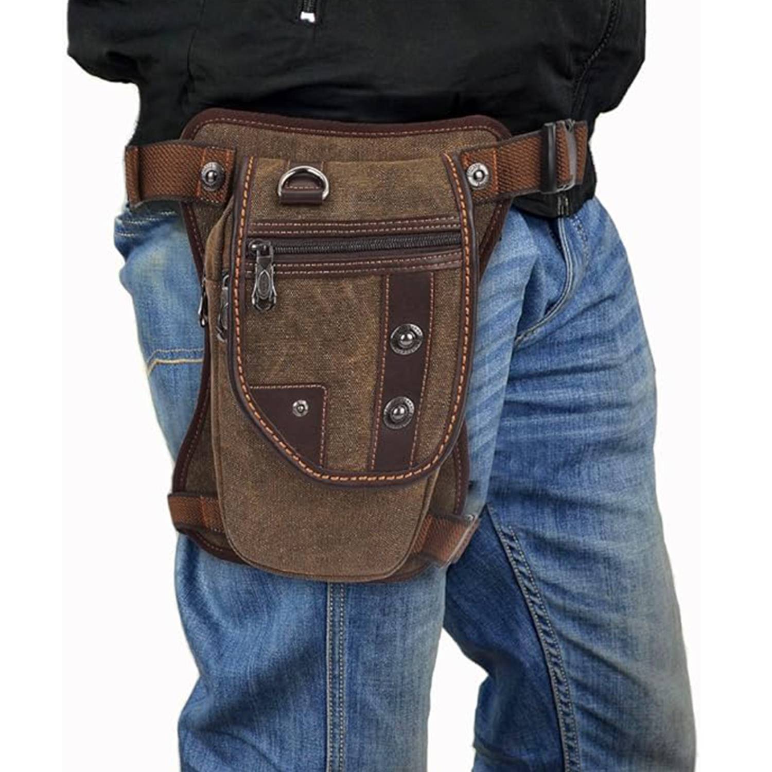 Vintage Canvas Shoulder Messenger Leather Patchwork Bag 6