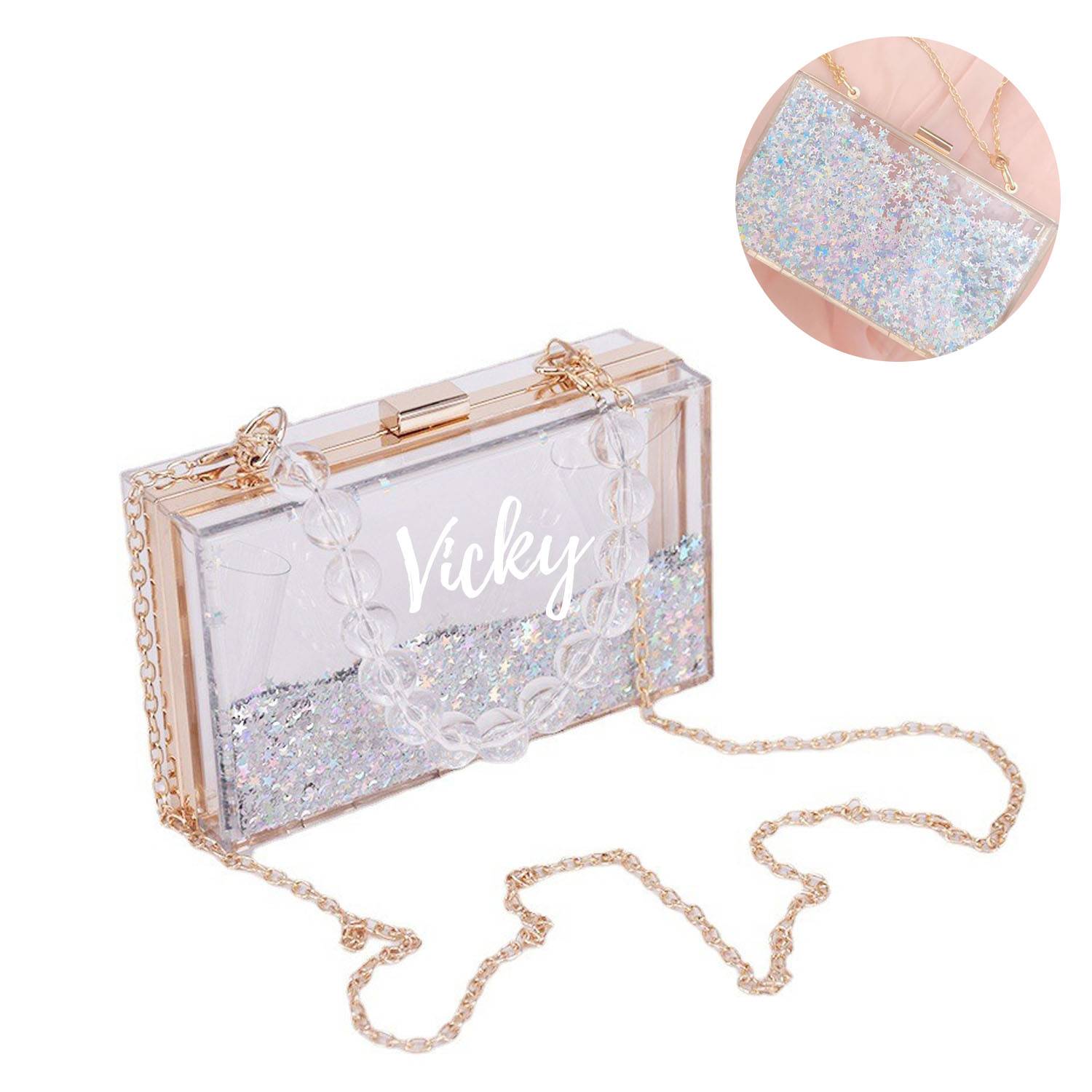 Transparent Quicksand Acrylic Square Bag 9