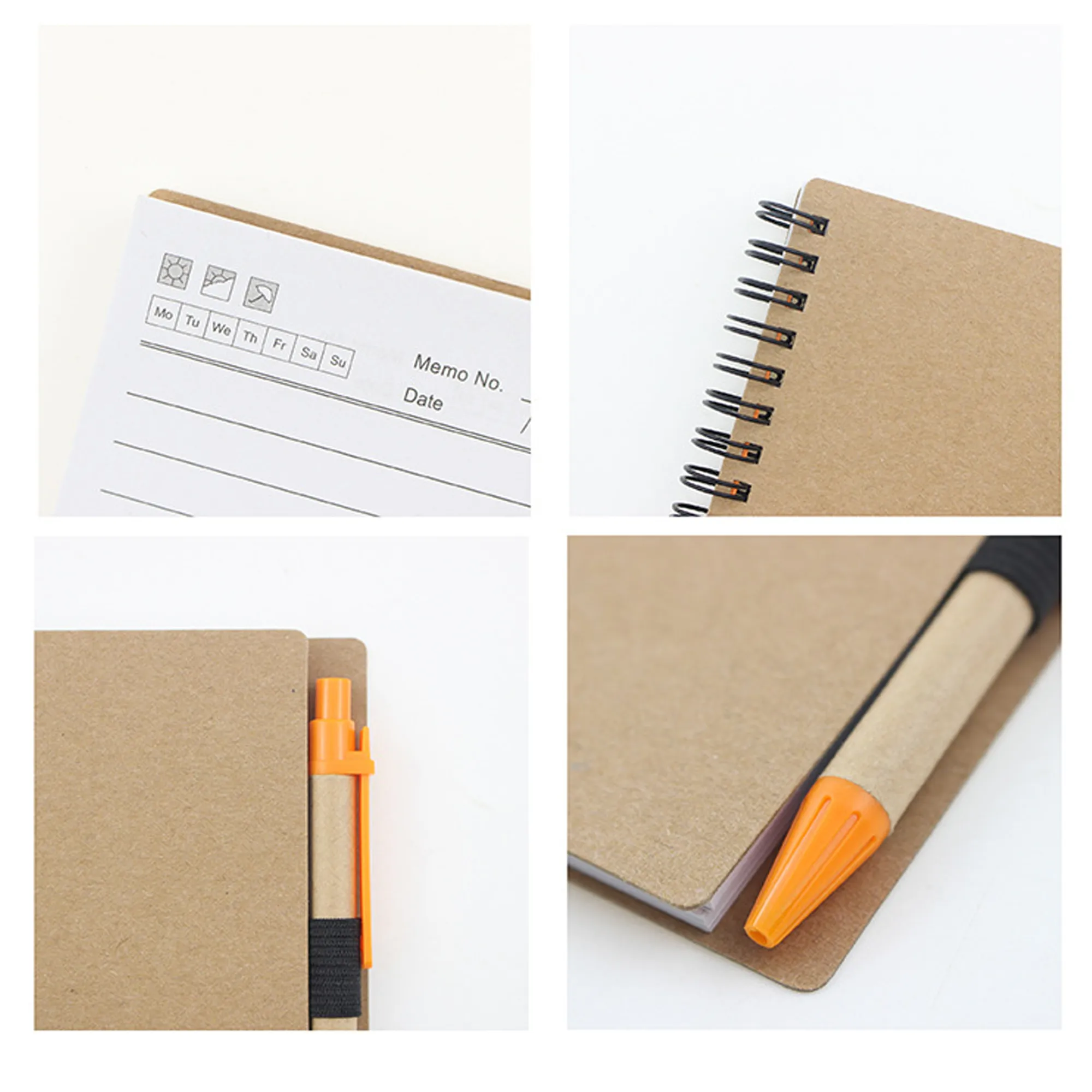MOQ 50 Kraft Spiral Notebook with Pen 4