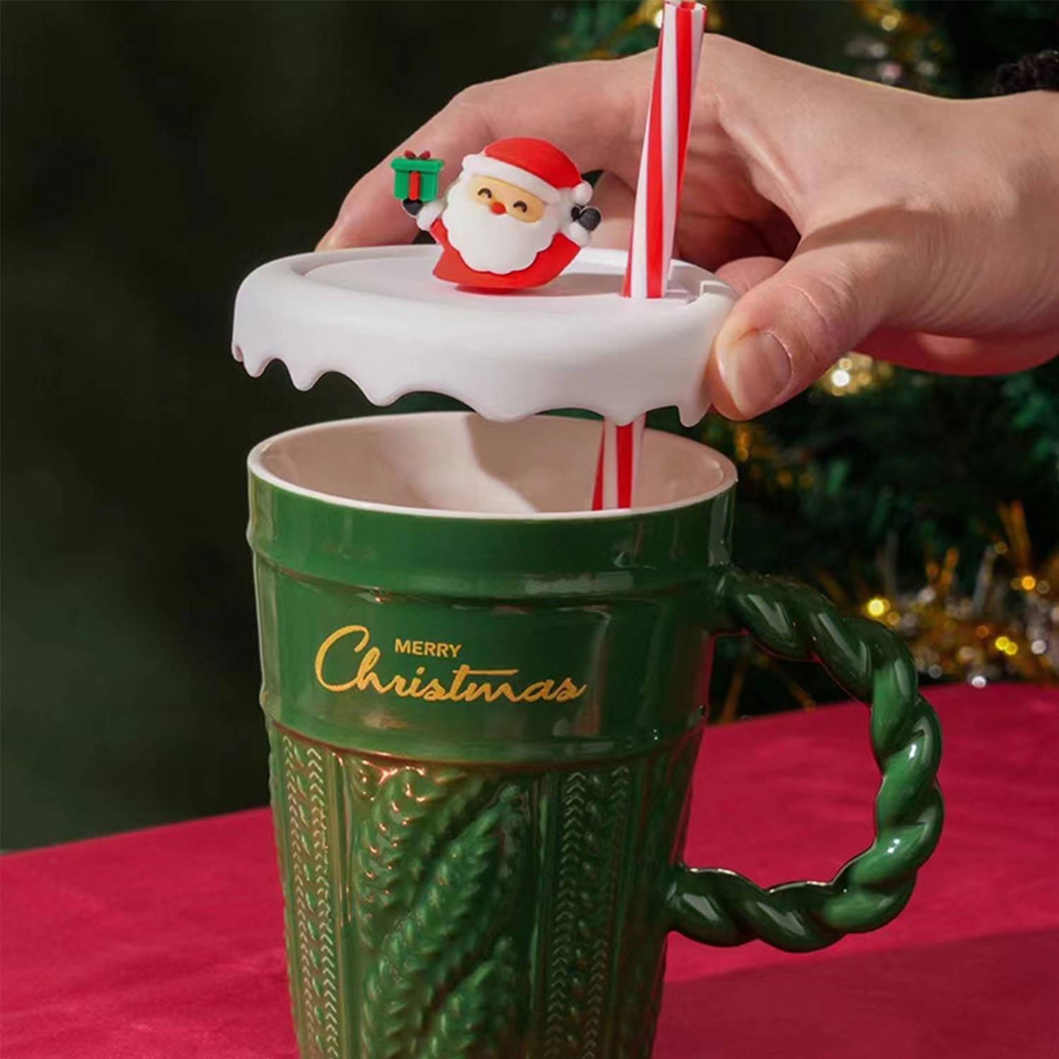 Ceramic Christmas Mug With Straws 4