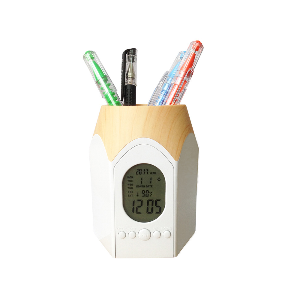 Electronic Calendar Pens Pencil Holder Cup