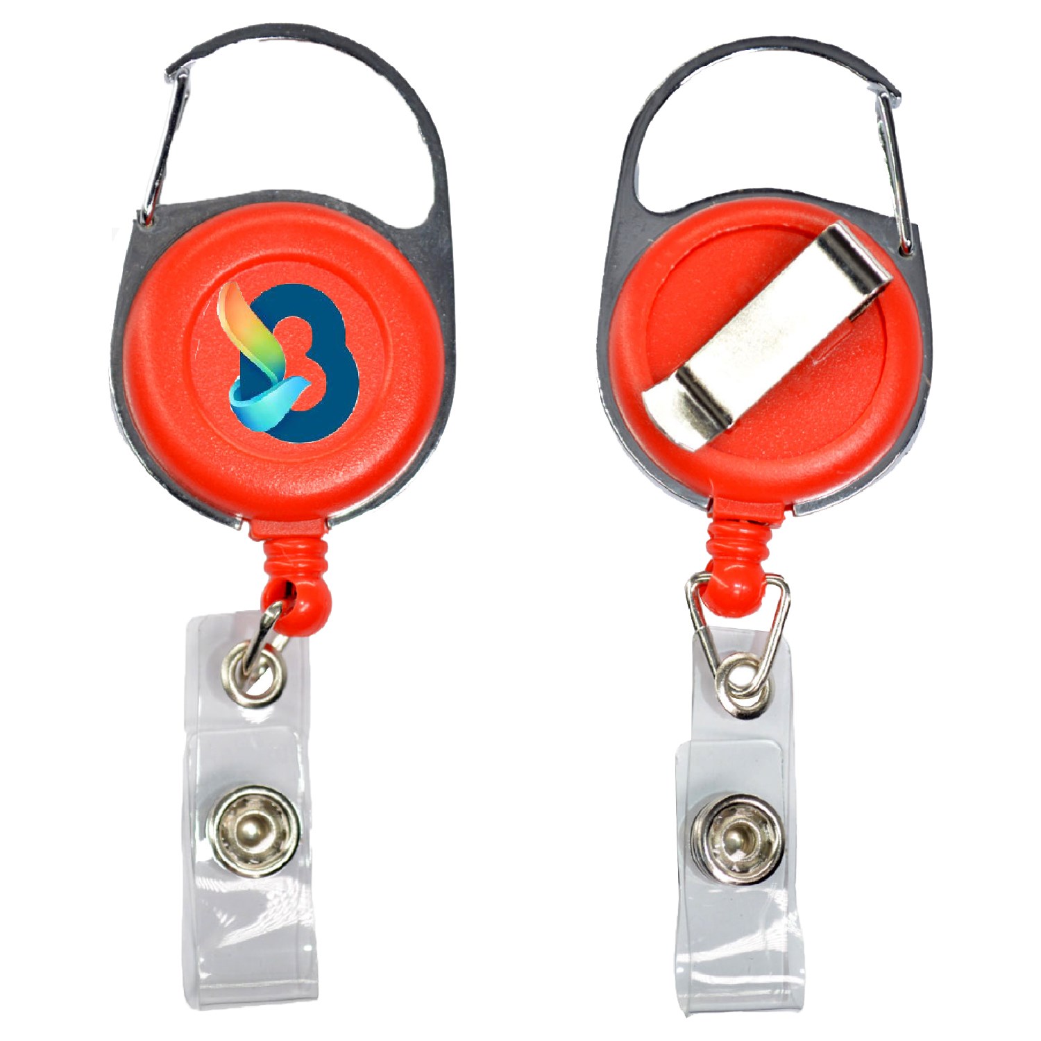 Retractable Carabiner Round Badge Reel w/ Belt Clip 5