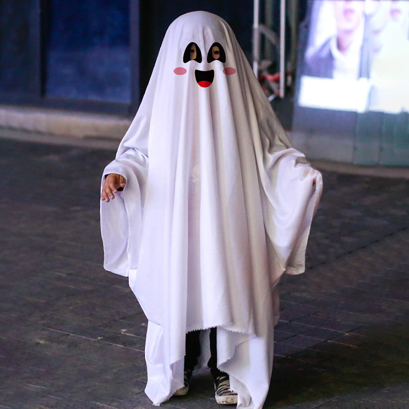 Halloween White Ghost Cloak Costume for Adult Kids Cosplay 11