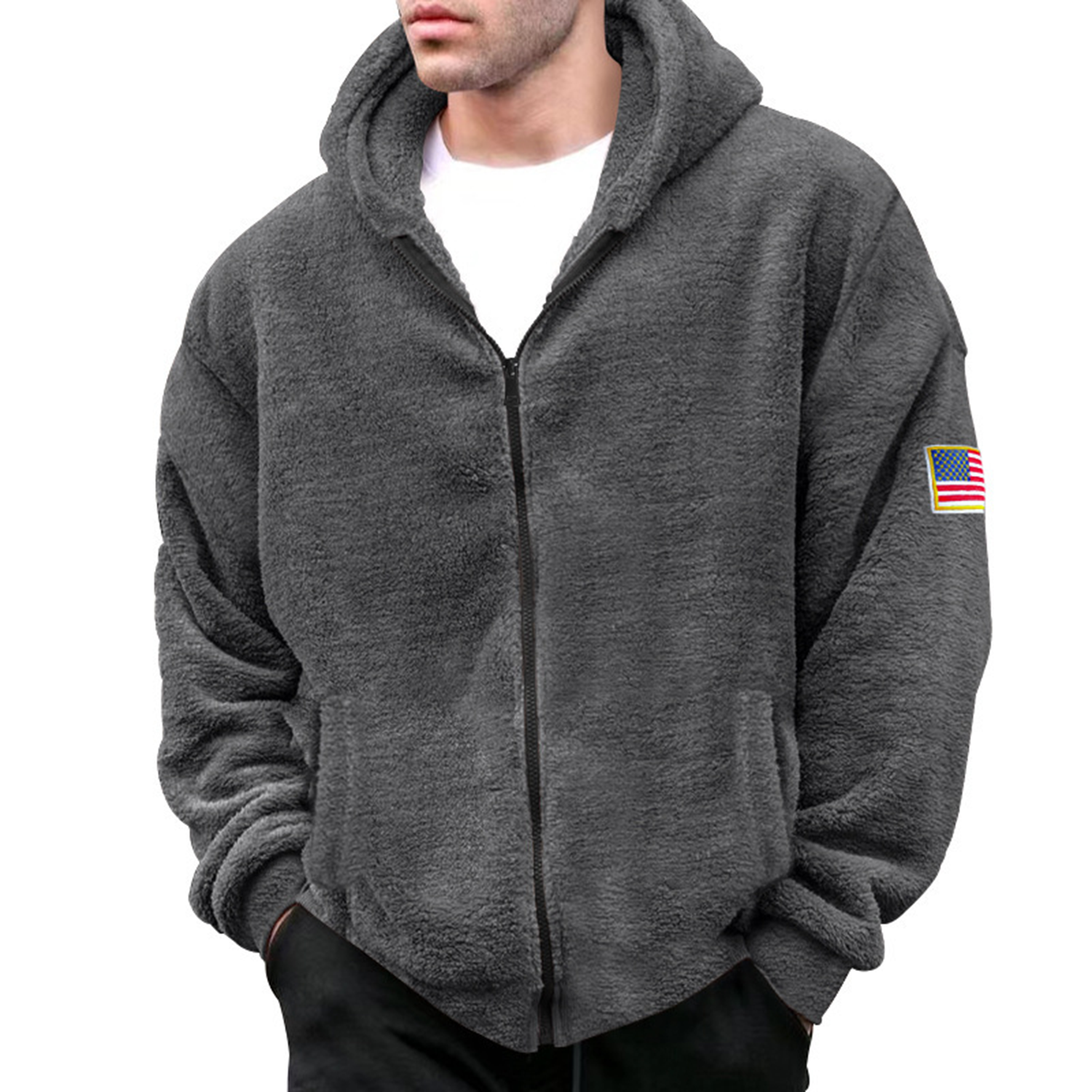 Men's Warm Zip Up Sherpa Fleece Thick Hooded Winter Jacket 6