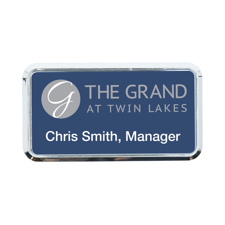 Plastic Framed Badges Rounded Corners (1.5"X3") (Screened & Engraved)