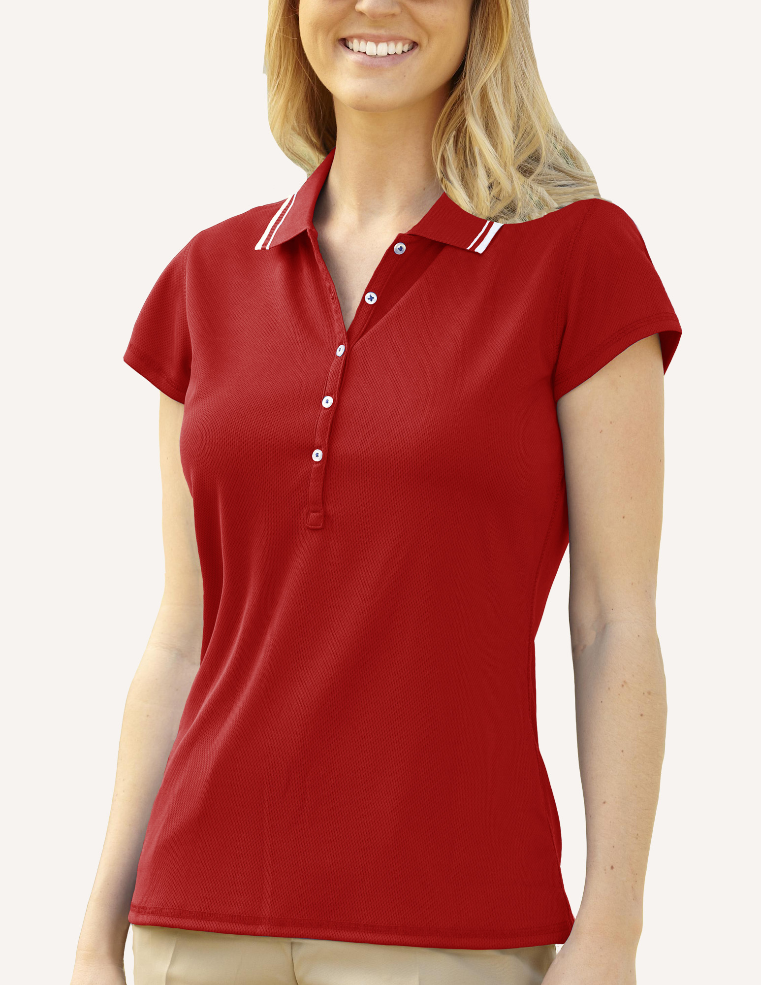 Ladies' Pacifica Birds Eye Solid Polo Shirt 2