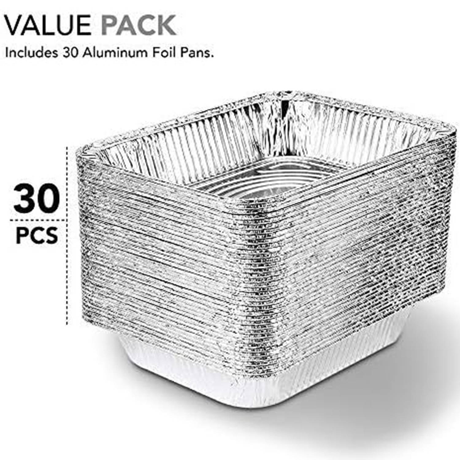 30 Picece 12×8 IN Disposable Foil Aluminum Pans 1