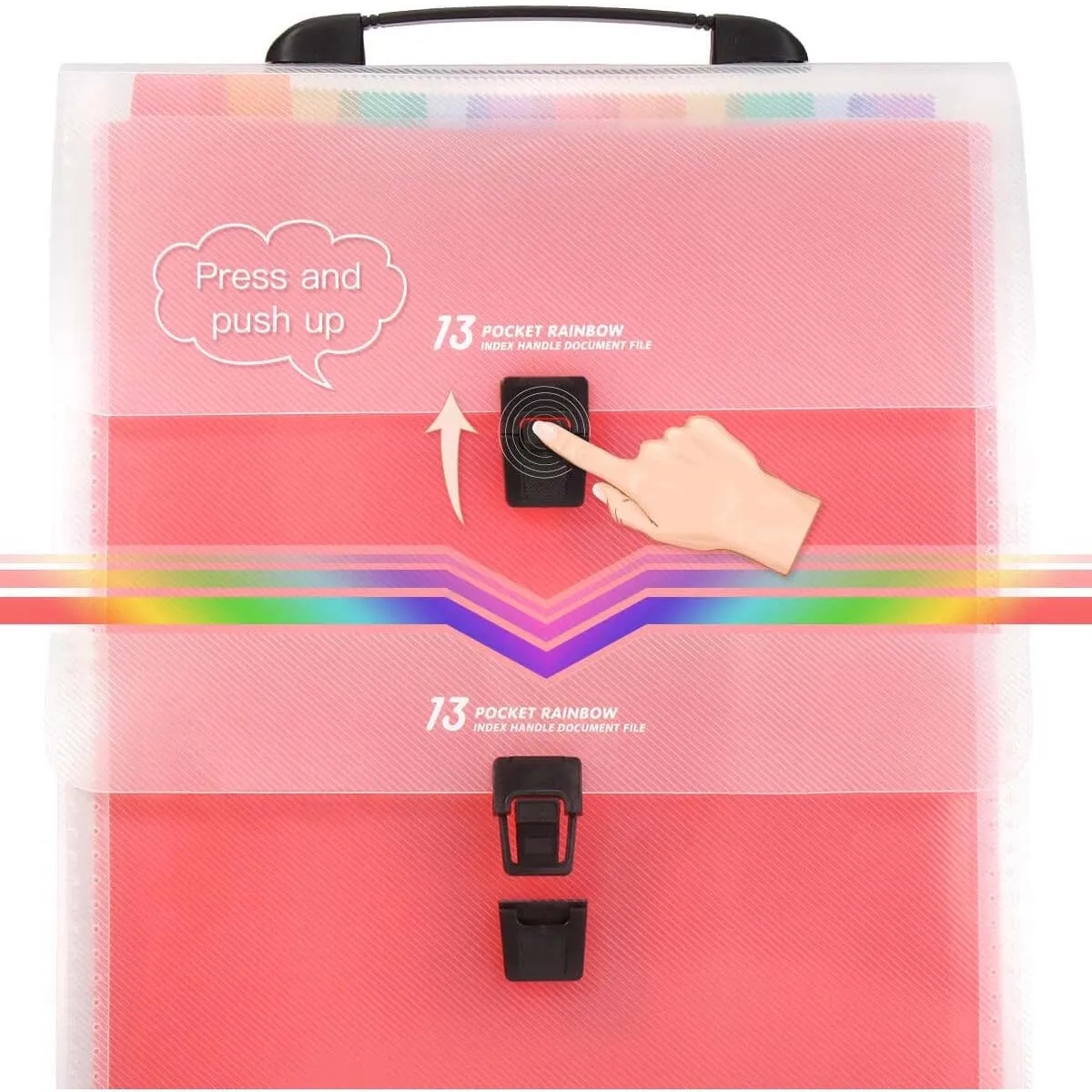 A4 13 Pockets Rainbow Expanding Accordion Handle File Folder 5