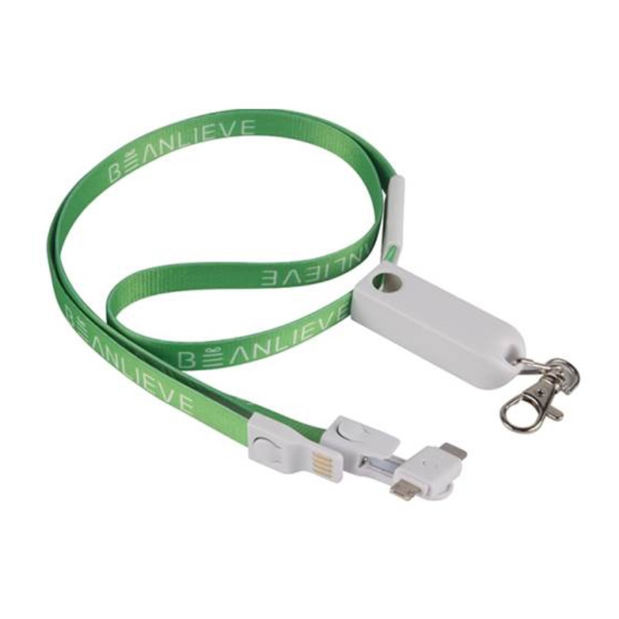 3-in-1 Lanyard Charging Cable Supports Full Color Printing And Most Cell Phones 5