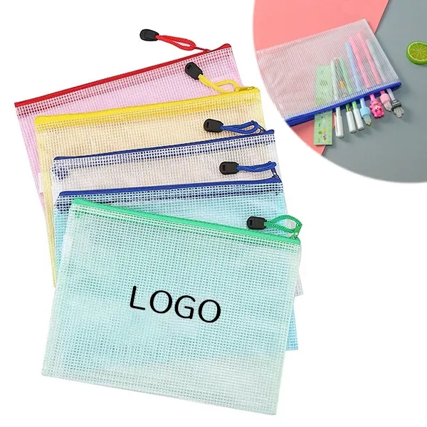 A4 Transparent Grid Zipper Bag 5