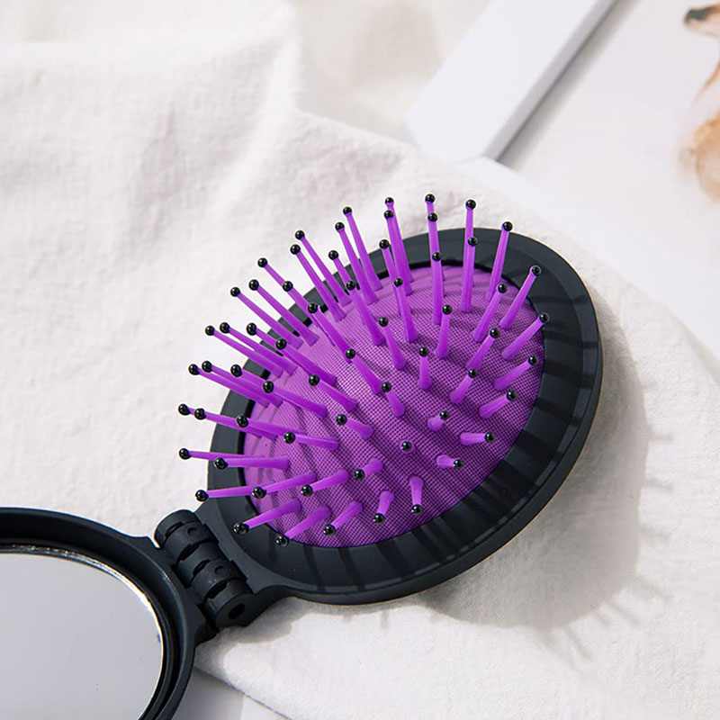 Folding Hair Brush w/Mirror Set 3