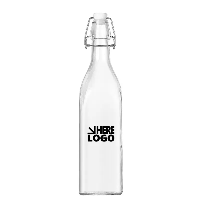 34oz Wire Lid Clear Glass Water Bottles 2