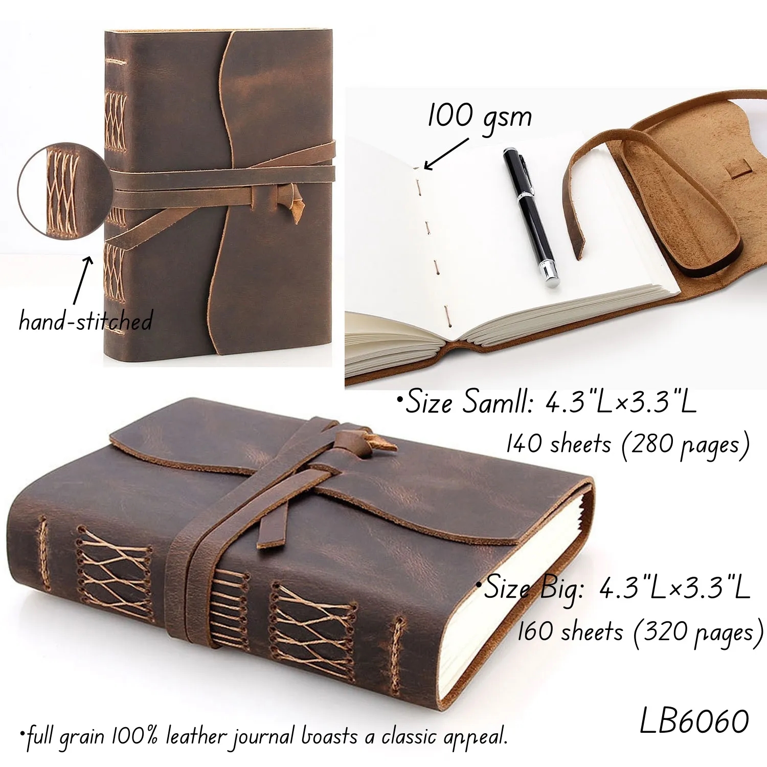 Authentic Leather Notebook Journal Vintage Bound Antique 4