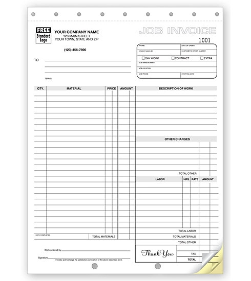 Job Work Orders / Invoices, Carbonless, Large 1