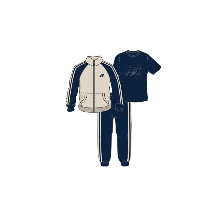 Boys' Tricot Set Blue-Beige 3pc 8-12 2