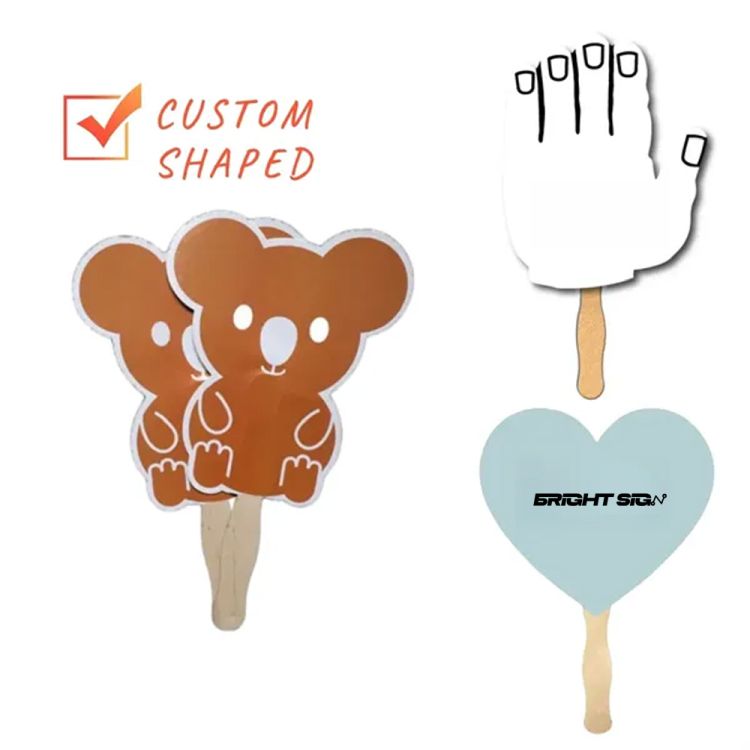 Custom Shaped Paper Fan with Wooden Handle 2