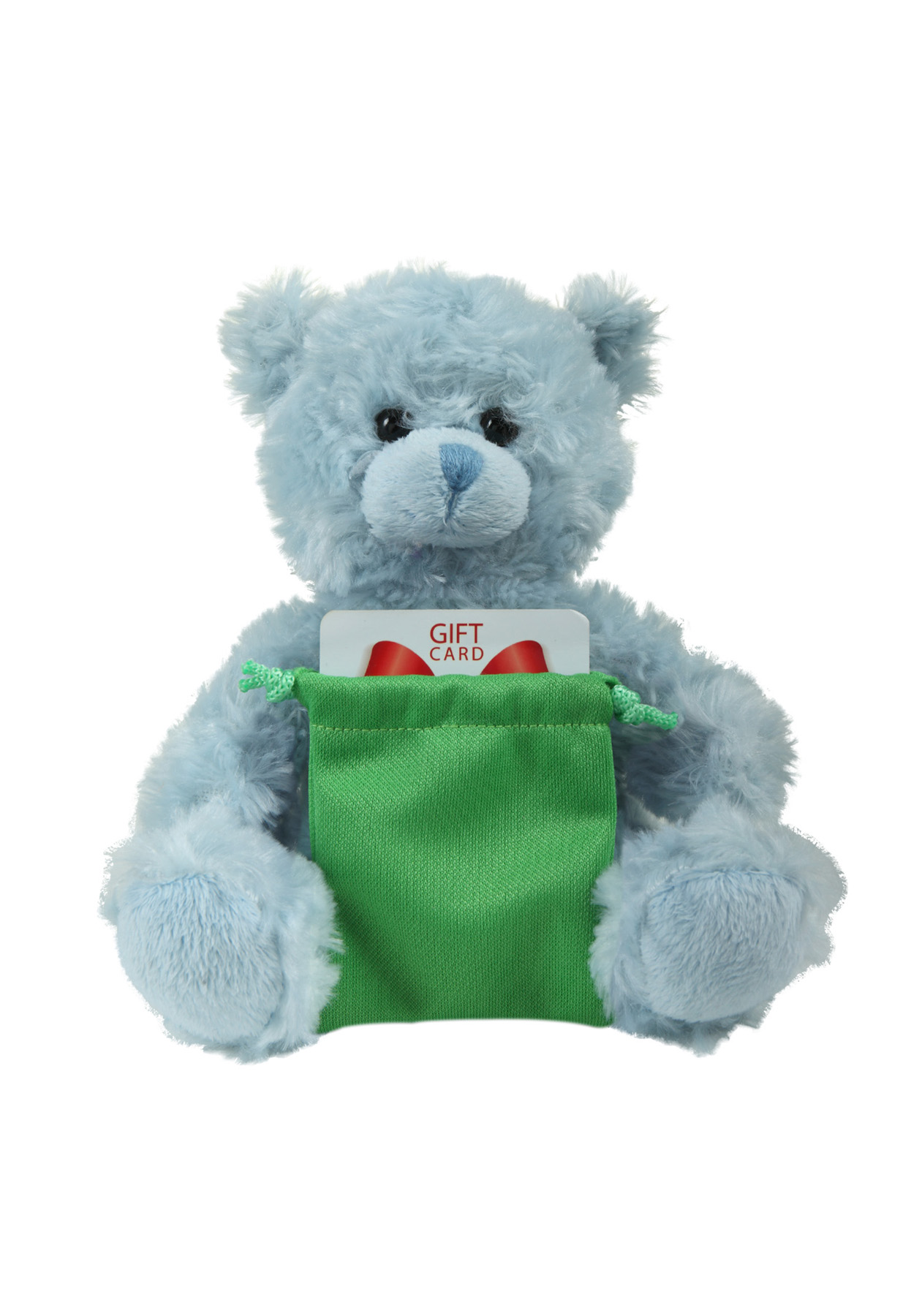 soft plush Blue Curly Sitting Bear with gift card sack 2