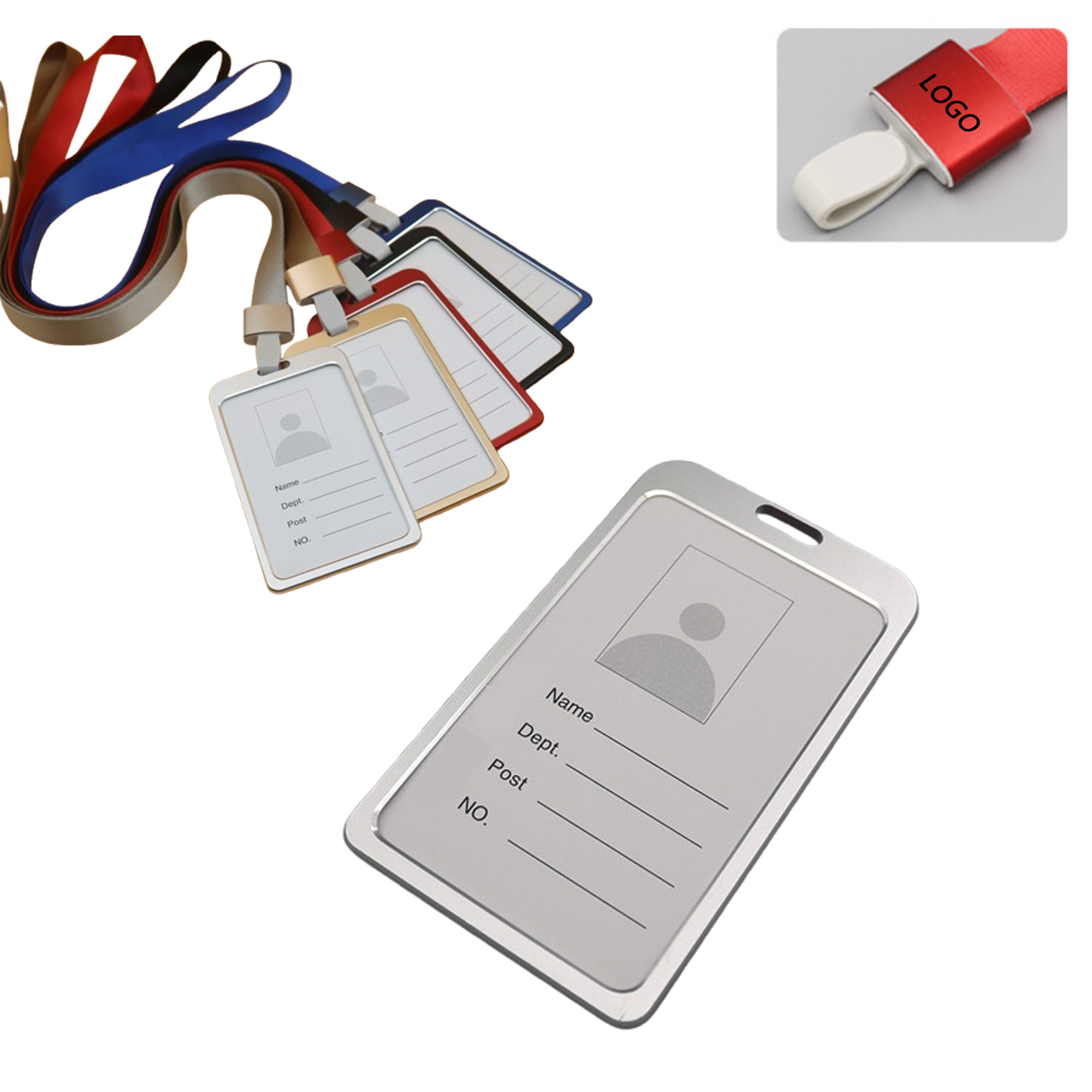 Metal Badge Holder With A Removable Clip And Lanyard 2