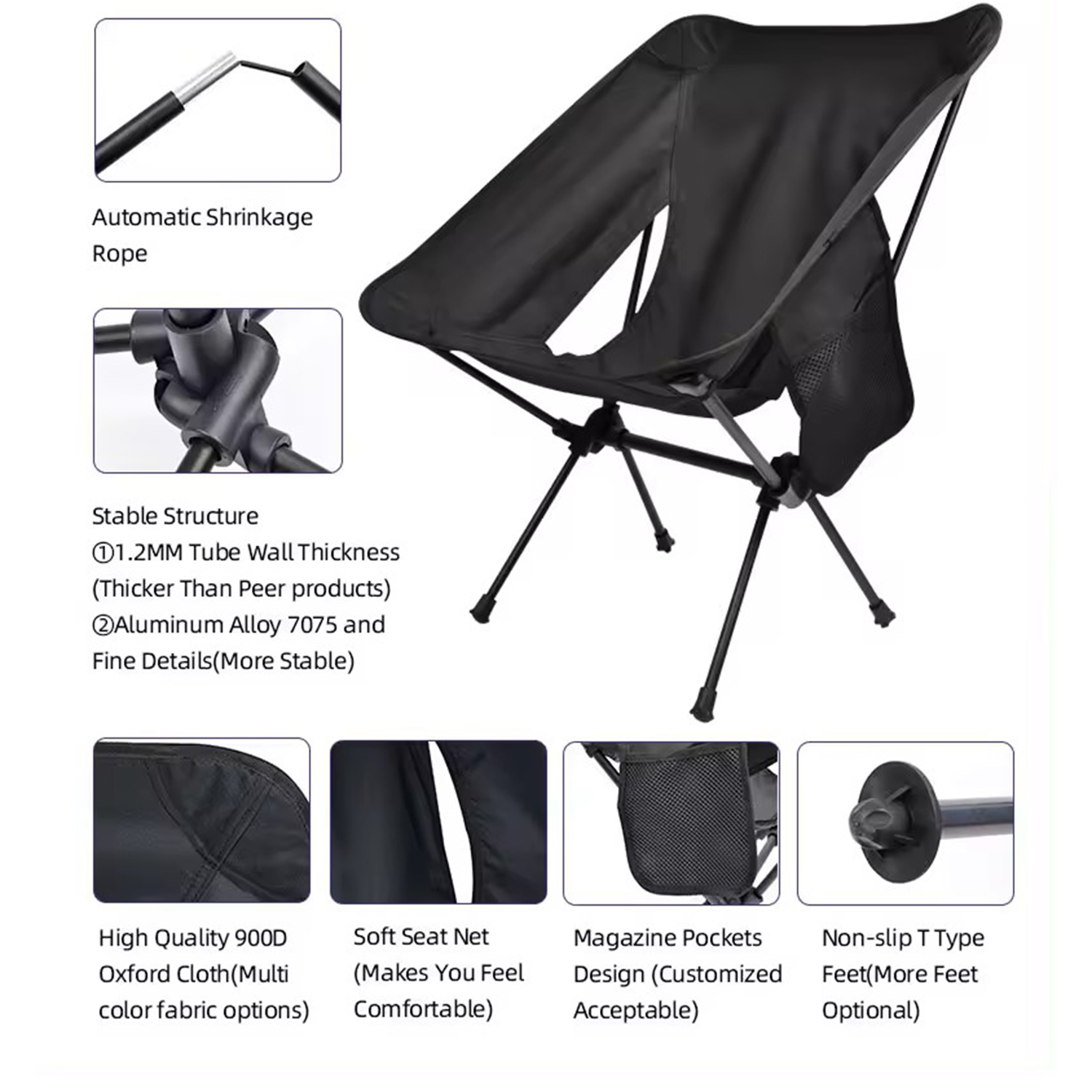 Adjustable Lightweight Portable Folding Camping Chair 5