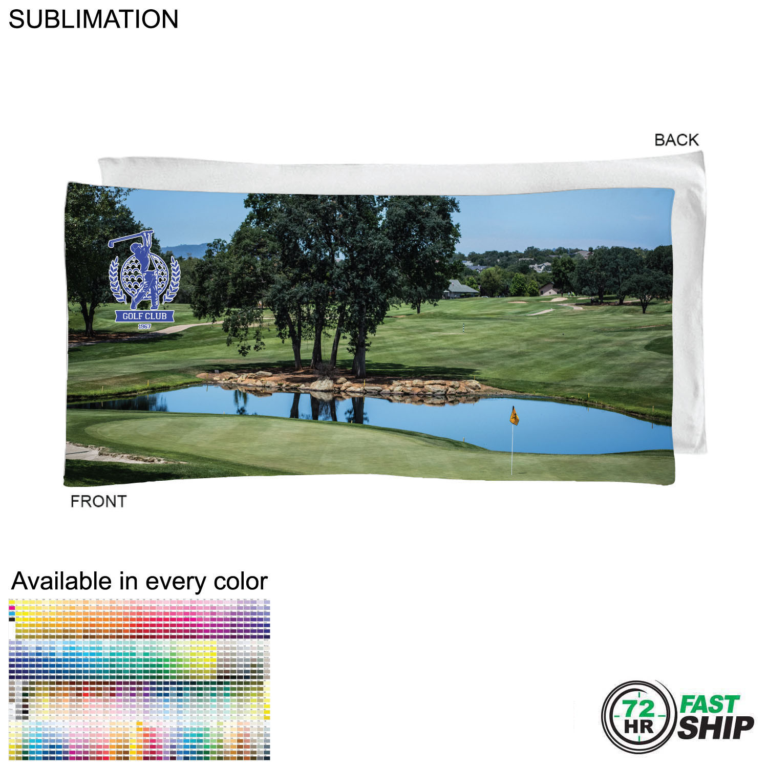 72 Hr Fast Ship - Golf Caddie Towel, Large, in Microfiber Dri-Lite Terry, 20"x40", Sublimated 7