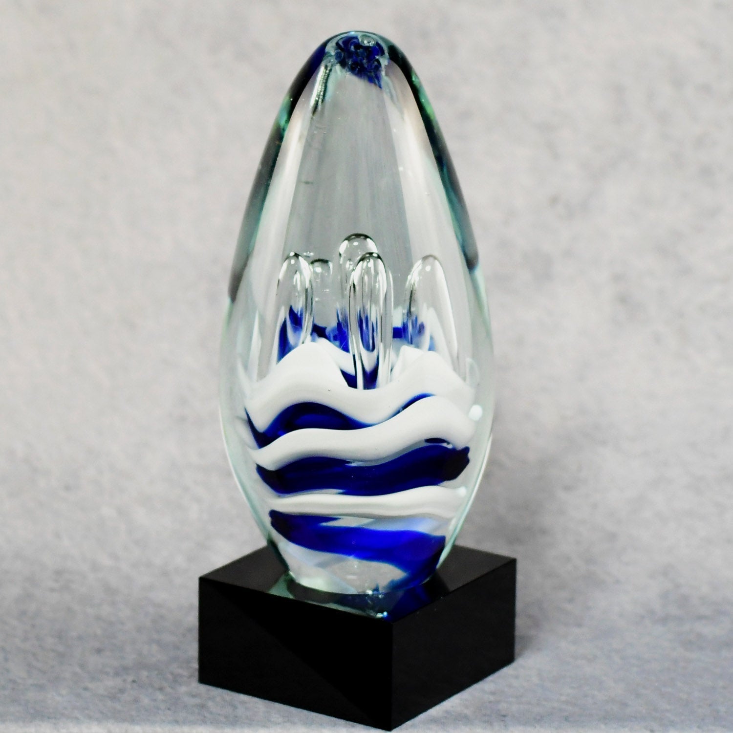 Blue And White Art Glass Egg 3