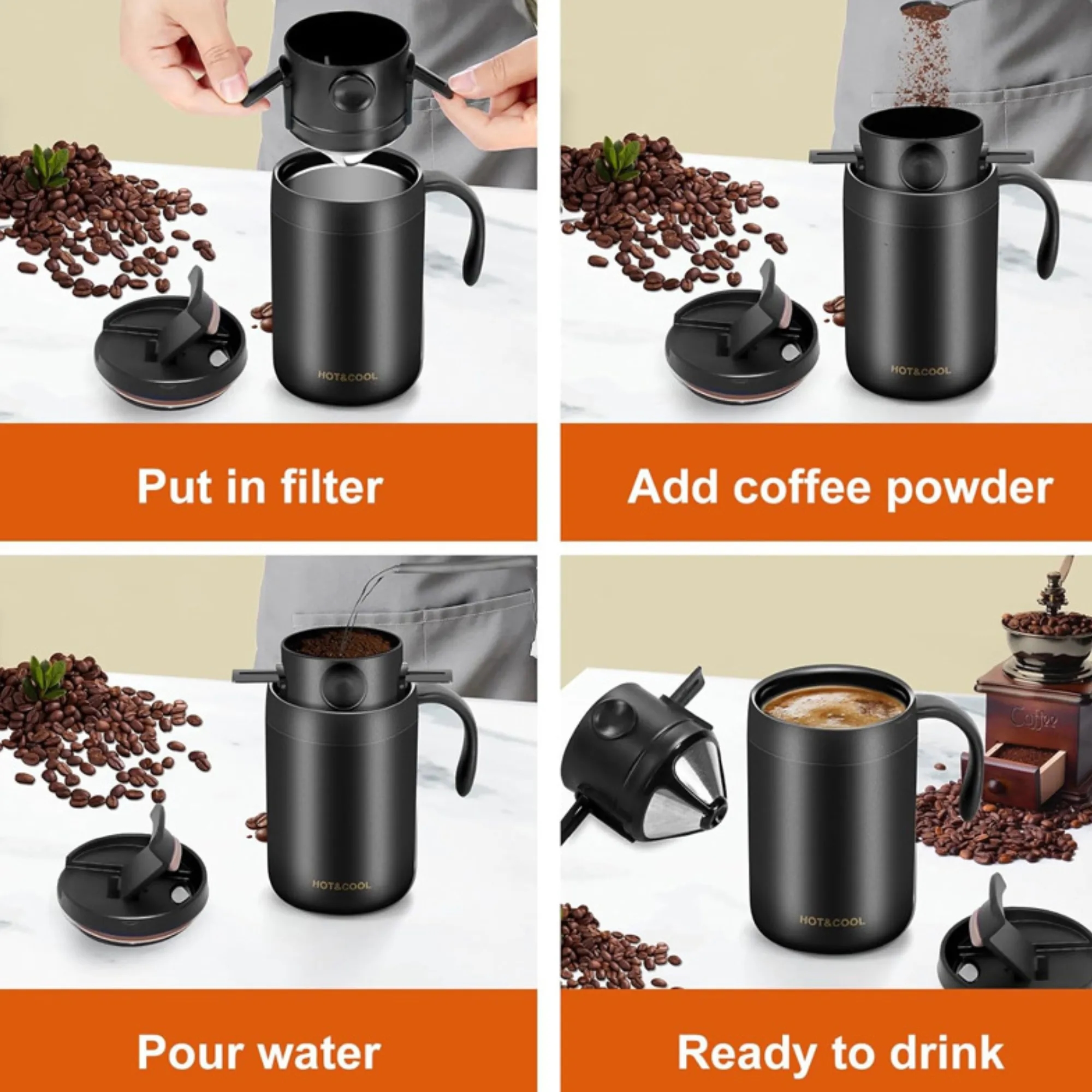 Pour - Over Coffee Mug Thermal Insulation Office Brew 5