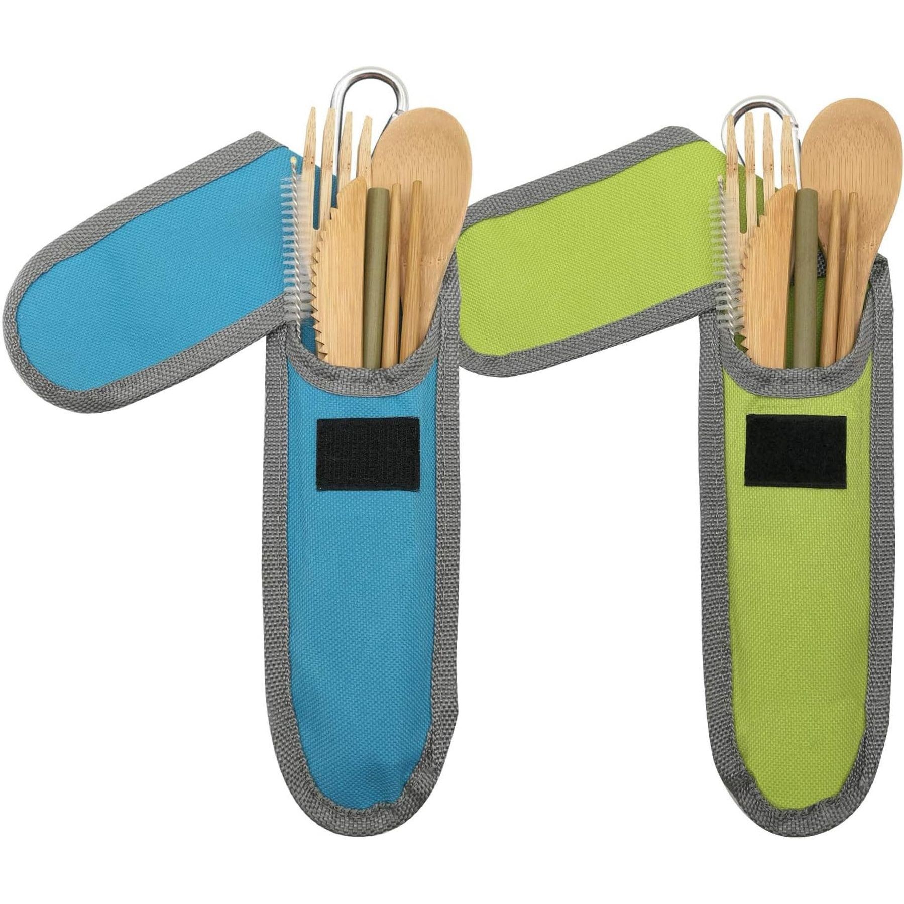 Travel Bamboo Cutlery Set Organic Utensils With Case 12