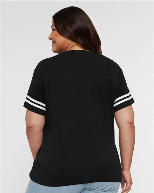 Women's Football V-Neck Fine Jersey Tee - 3537 7