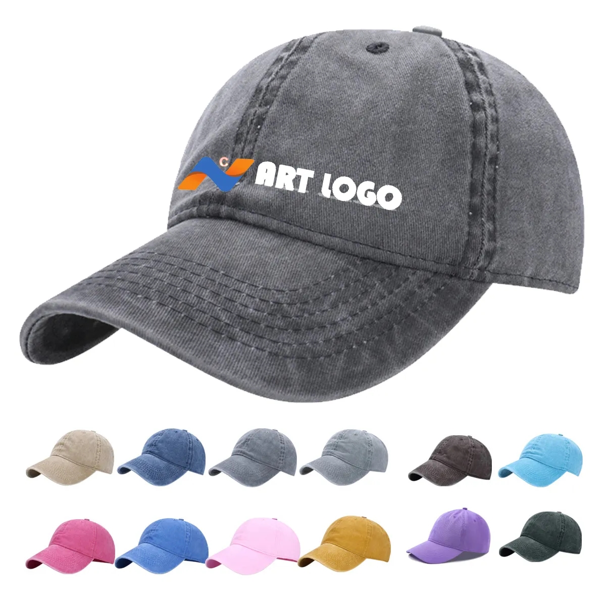Customized Logo Vintage Distress Old School Baseball Cap Hat 1