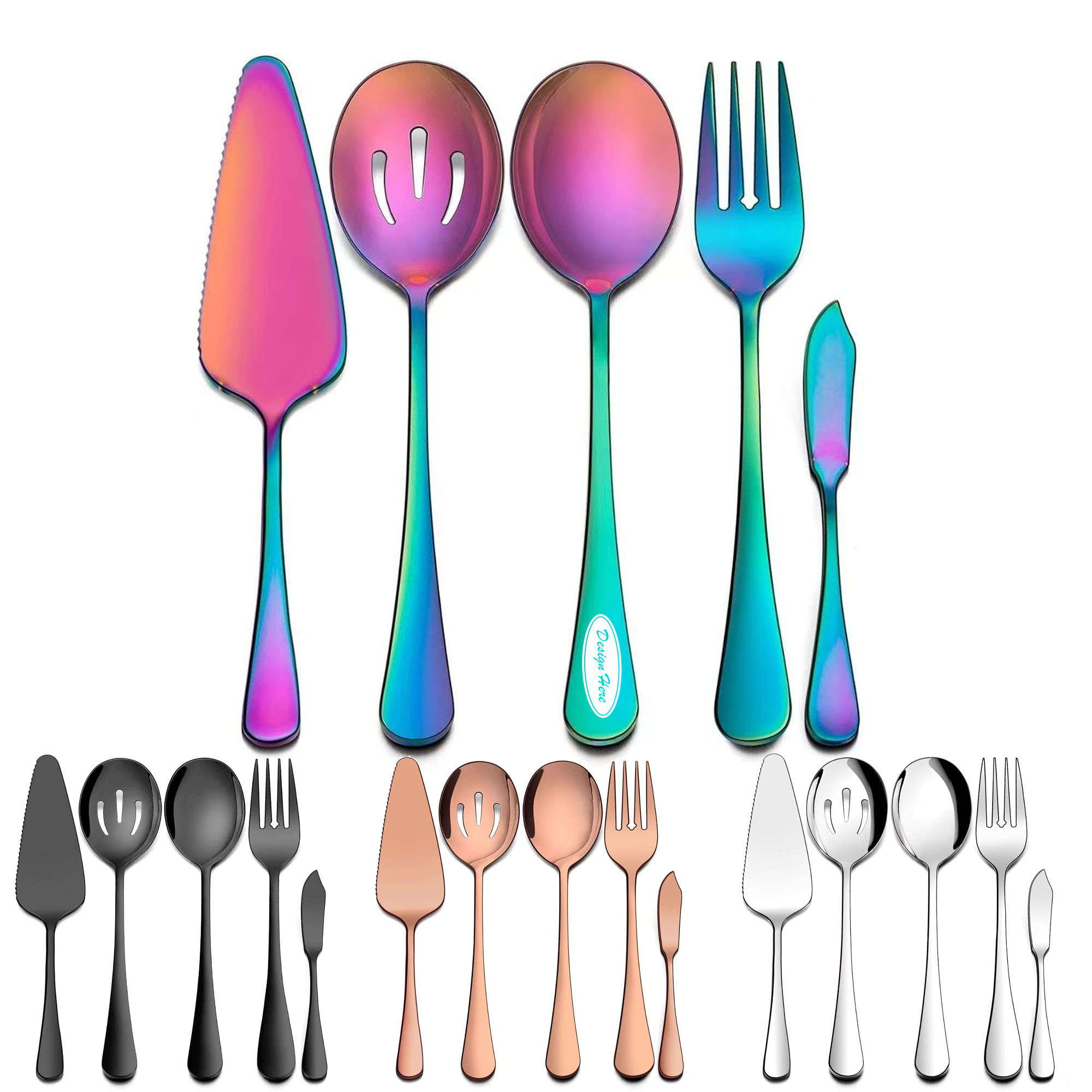Stainless Steel Self-Serving Spoon and Fork Set 2