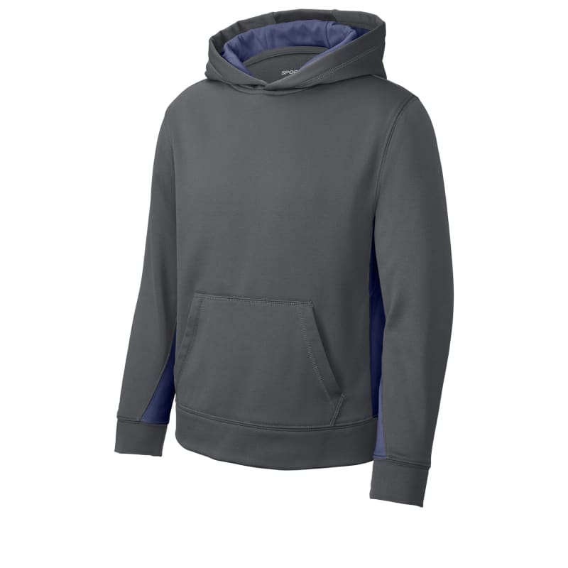 Sport-Tek Youth Sport-Wick Fleece Colorblock Hooded Pullover. 23