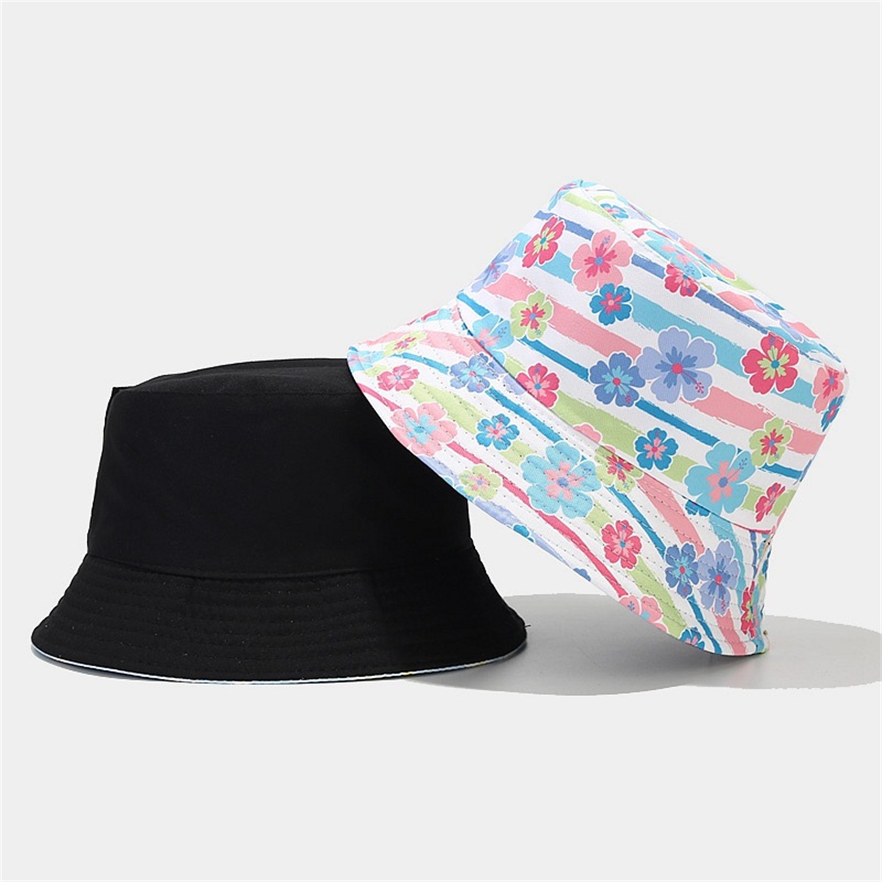 Reversible Cotton Small Flower Pattern Bucket Hat 10