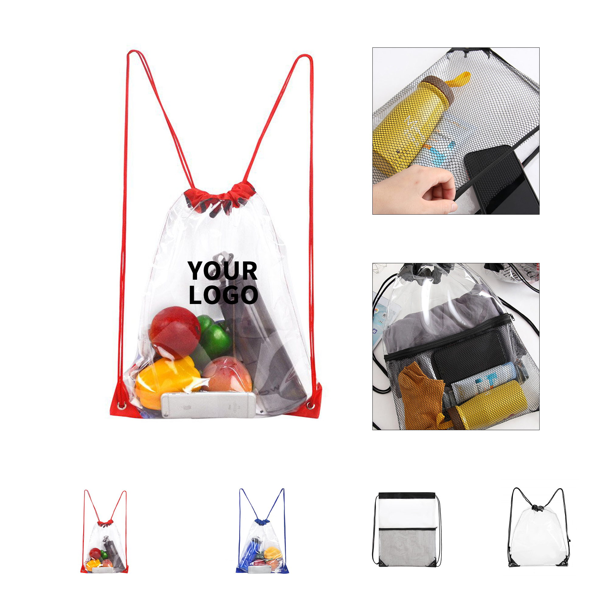 Polyvinyl Chloride Clear Drawstring Carry Sack 7