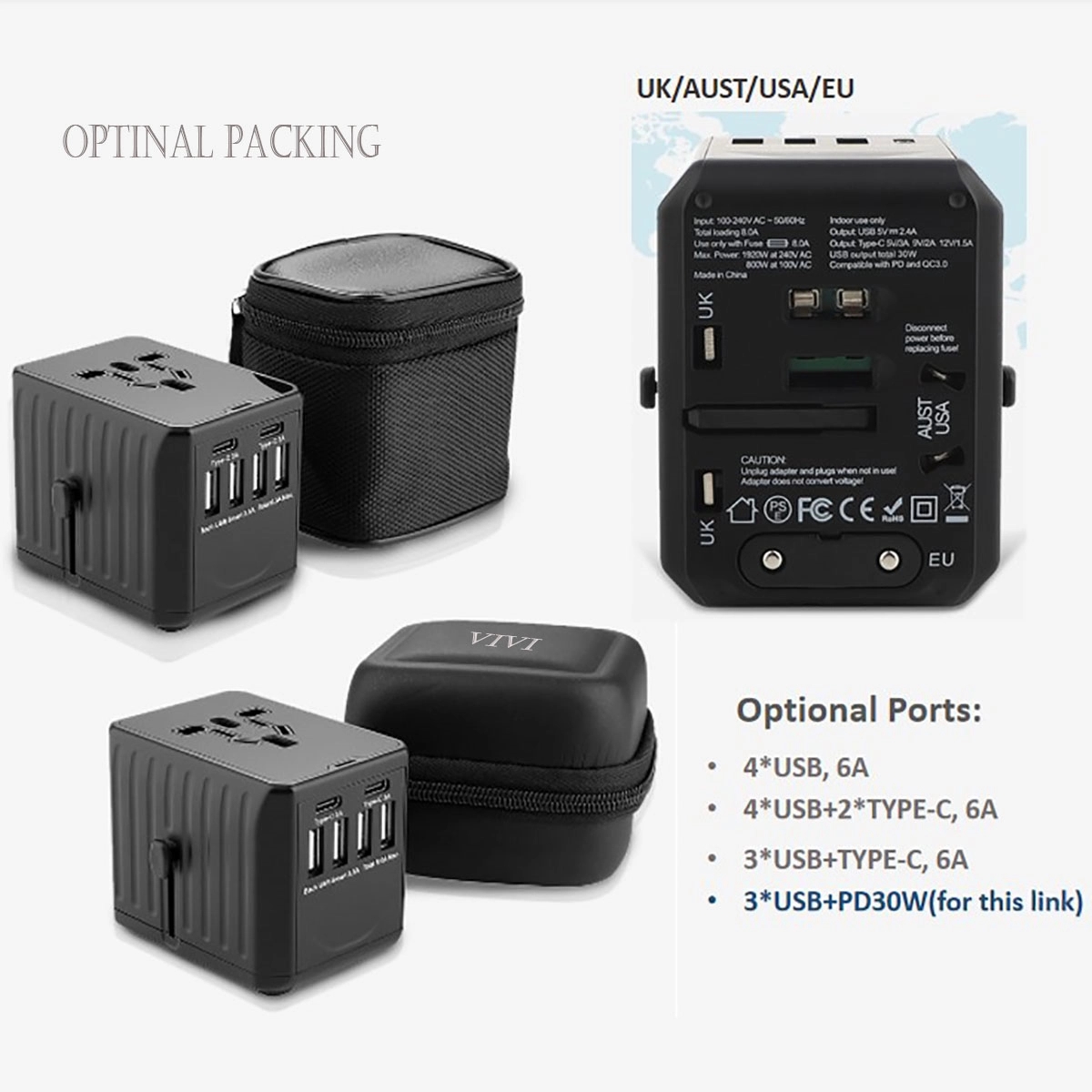 Universal Power Adapter Socket With Case 4