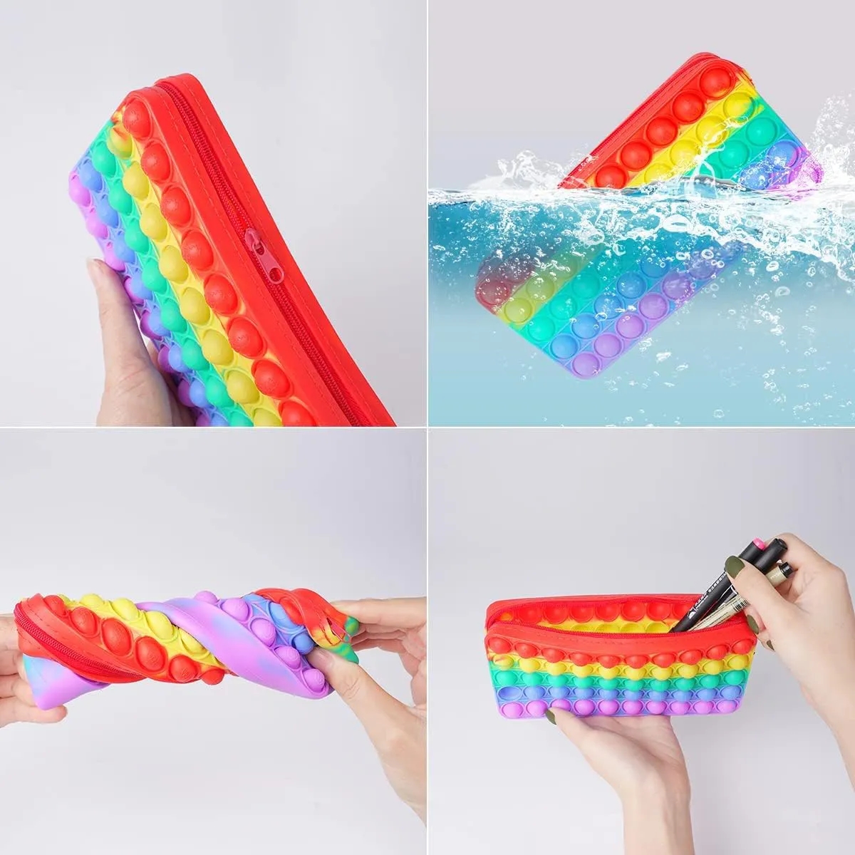 Rainbow Silicone Pop Bubble Pencil Box 1