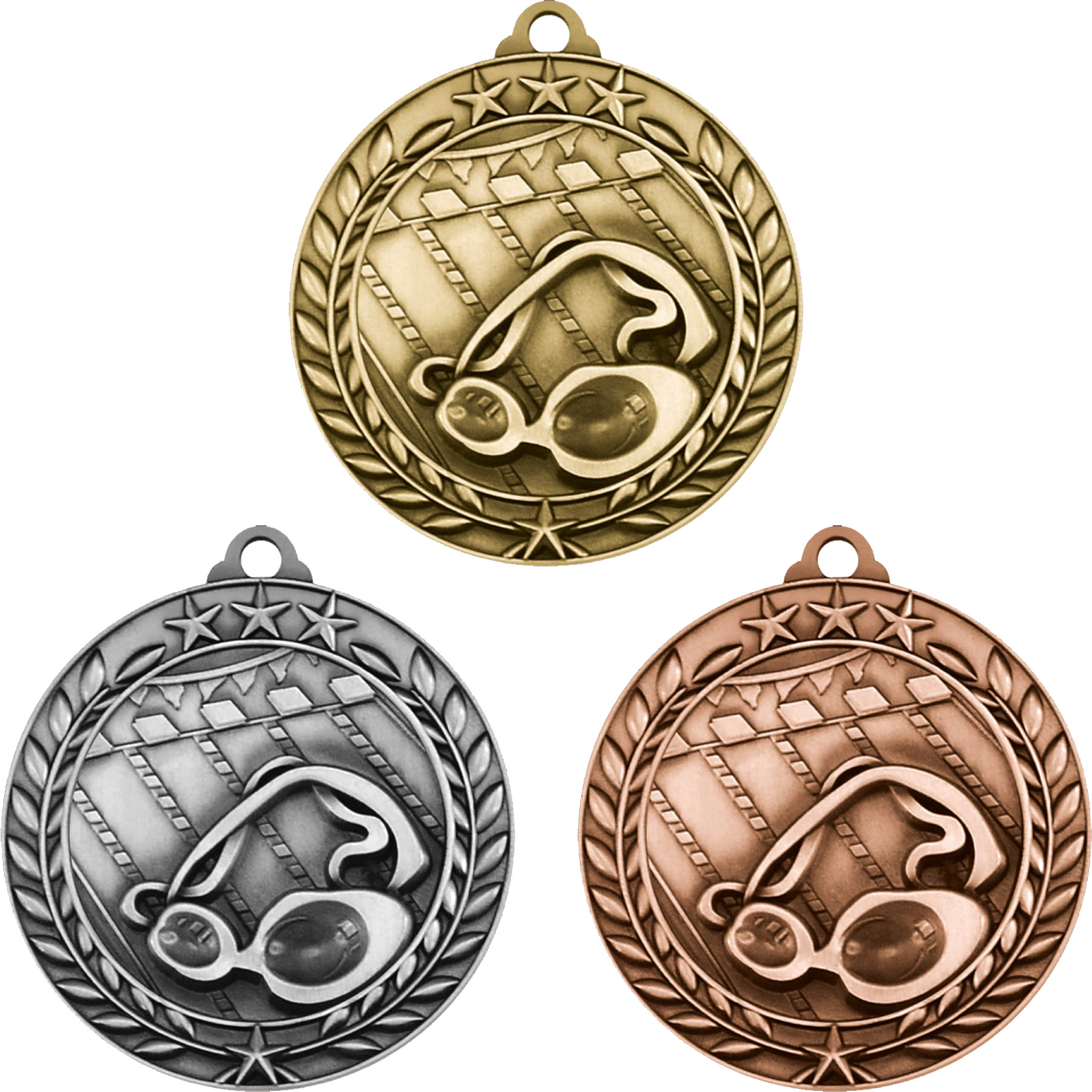 Stock Small Academic & Sports Laurel Medals: Swimming