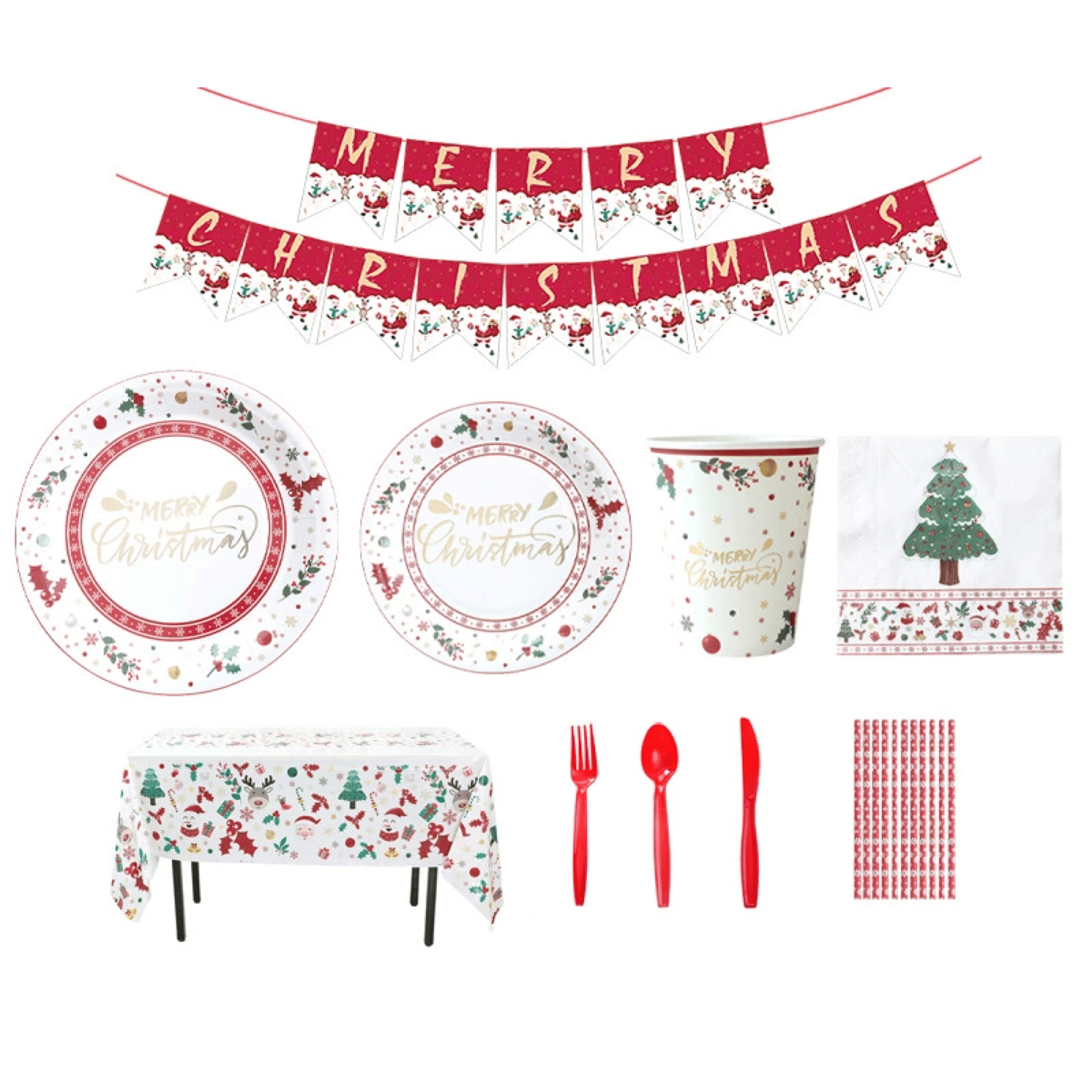 Christmas Disposable Dinnerware Party Kit 2