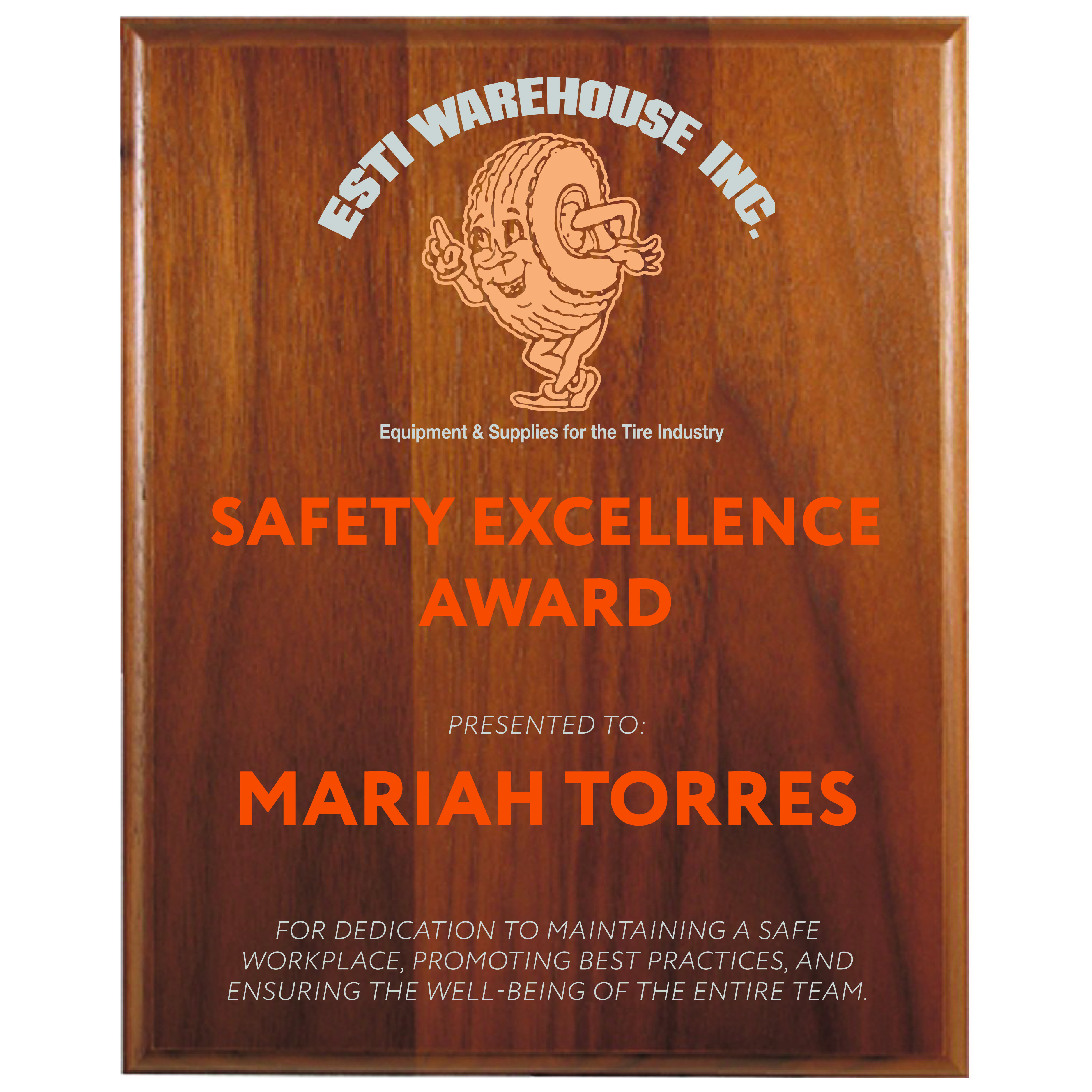 8" x 10" Step-Edge Genuine Walnut Plaque 4