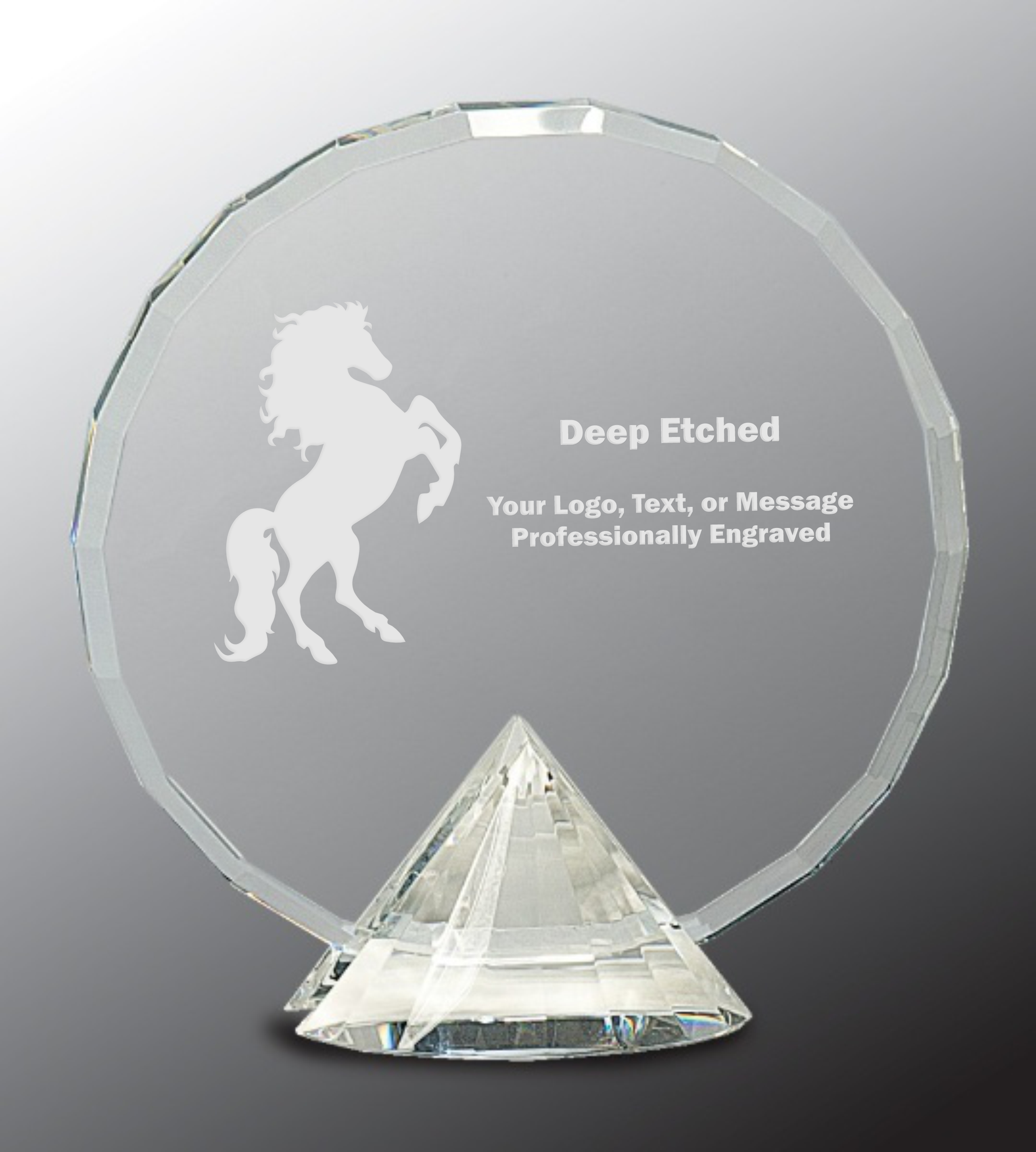 7 1/2" Clear Round Crystal Award on Clear Diamond Base