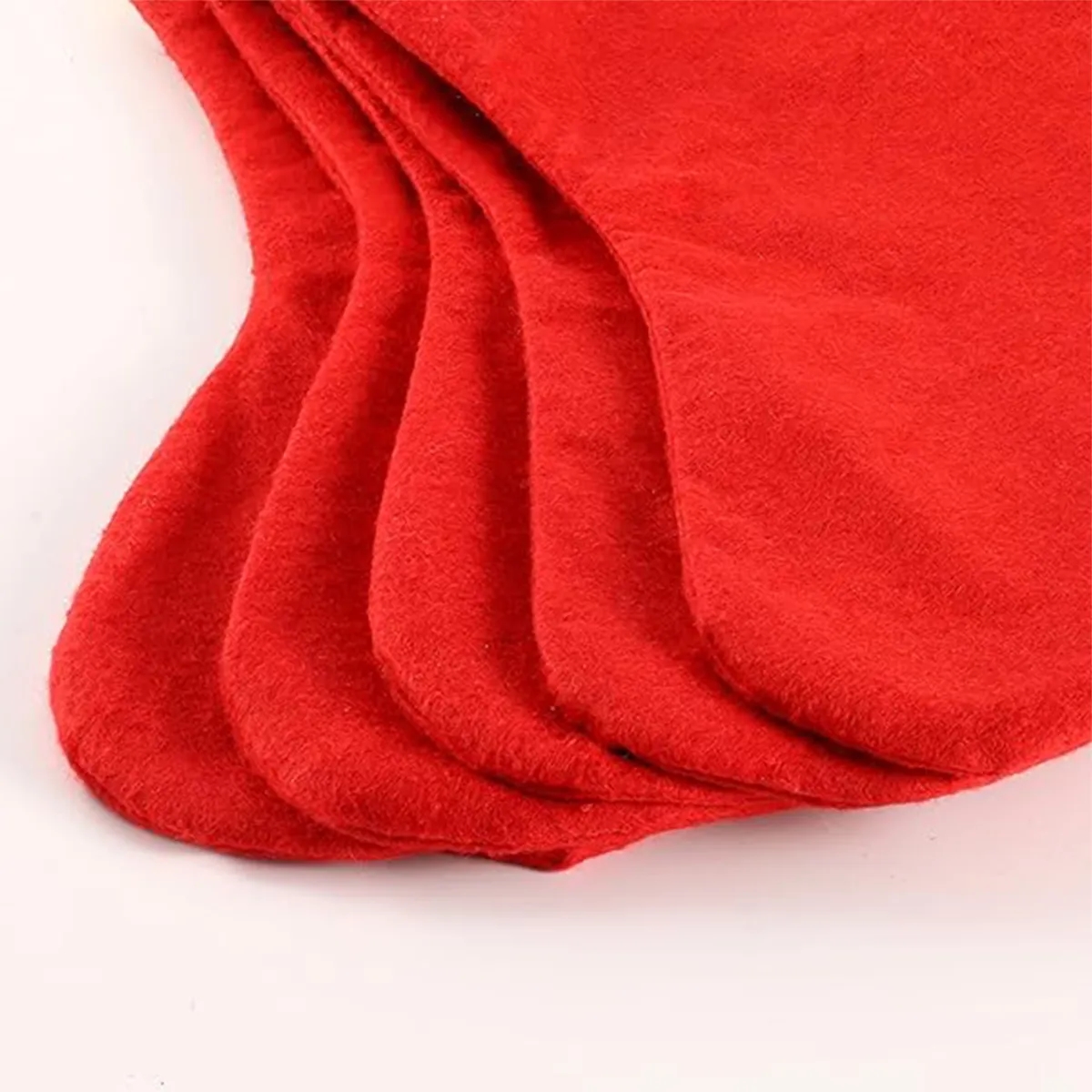 Red Non-Woven Fabric with Golden Trim Christmas Stockings 4