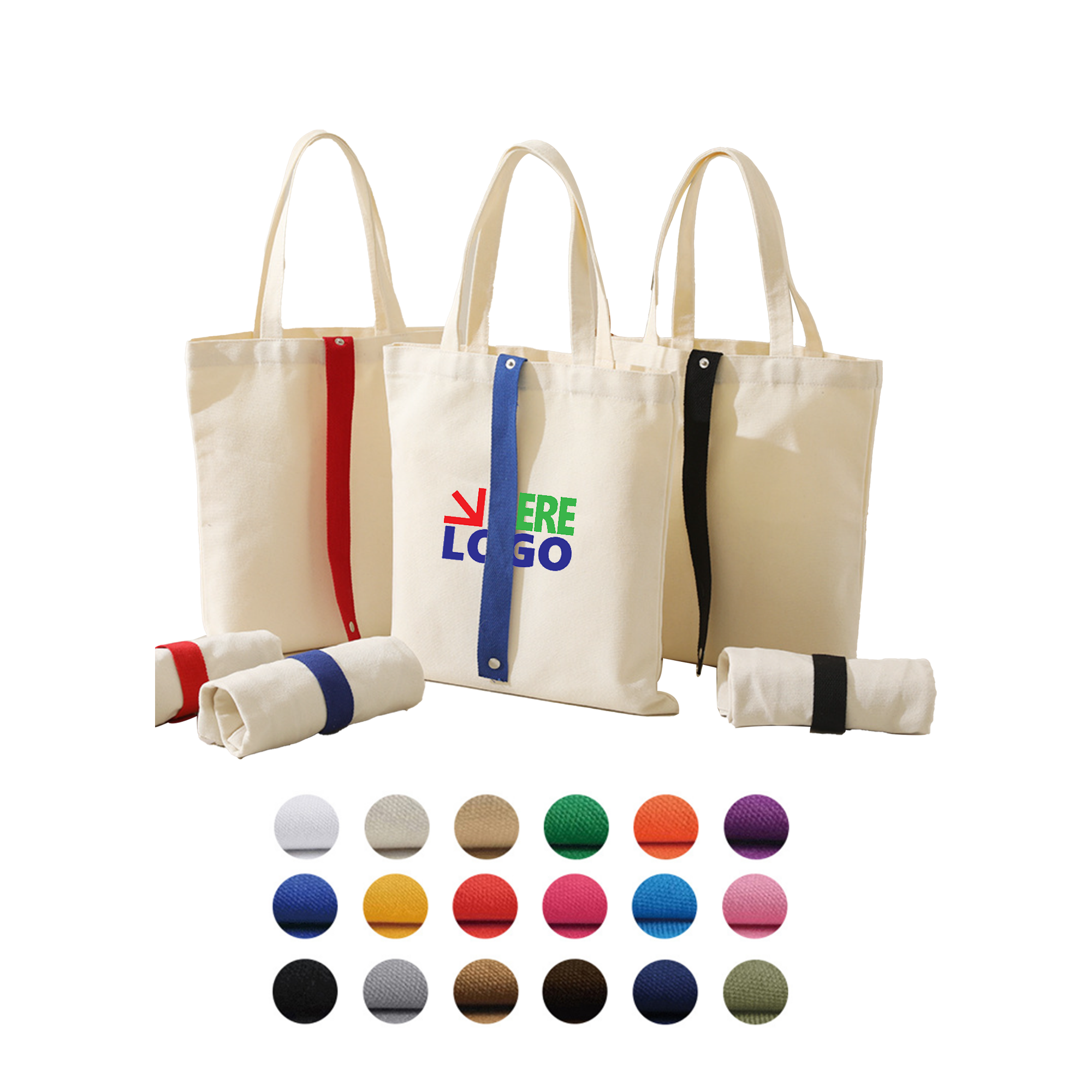 Durable Solid color Canvas Tote Bag, custom tote bag with logo imprint 2