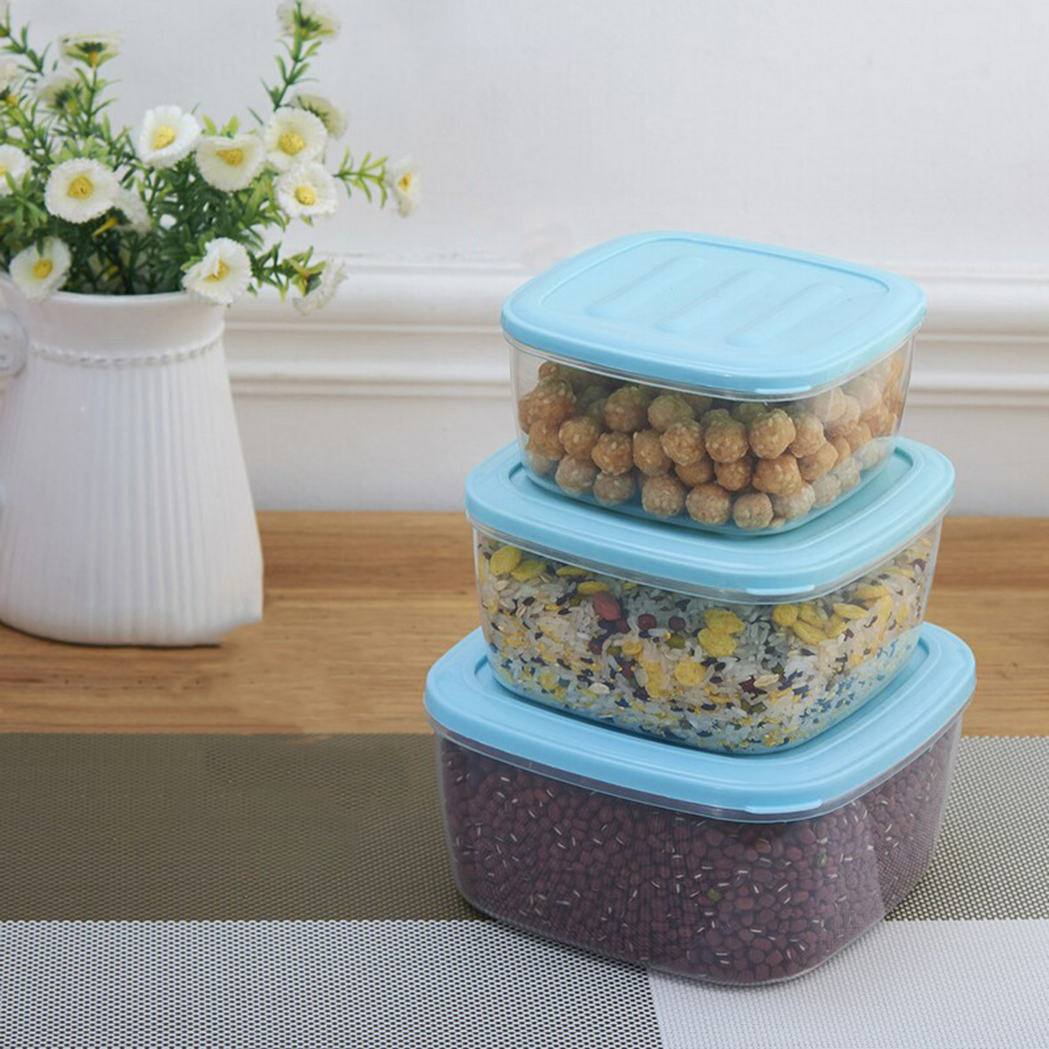 Plastic Lids Stackable Transparent Food Storage Box 5