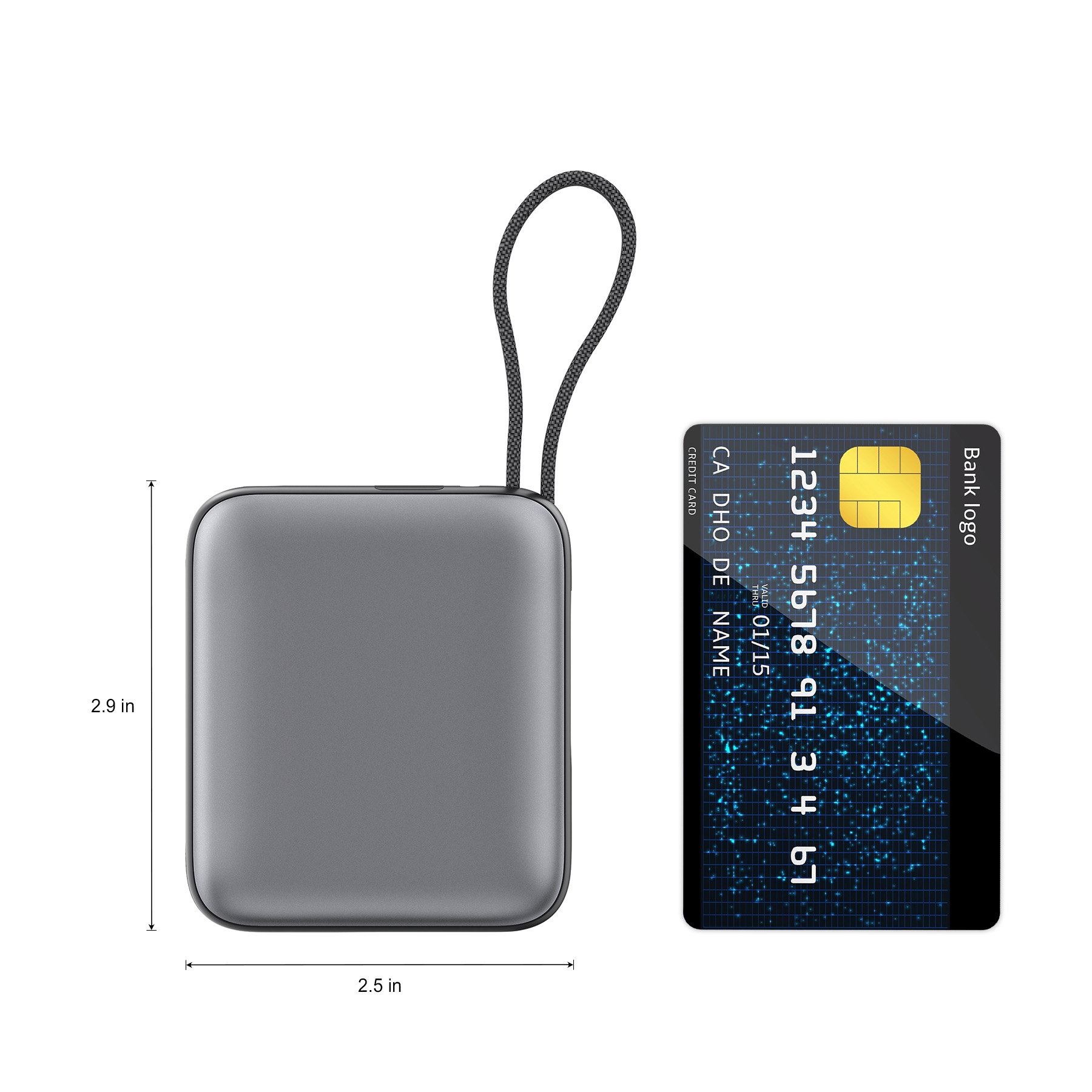 Cirtek® 10000mAh 20W PD Fast Charging Power Bank With Built-In Dual Cables 10