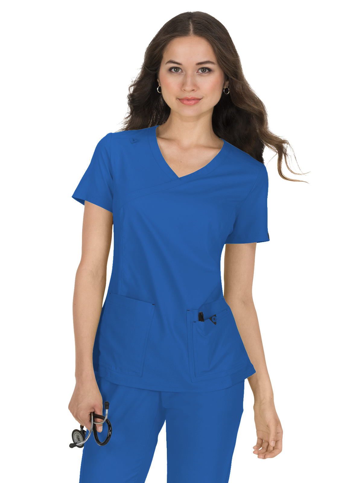 koi - Basics - Women's Four-Pocket Mock-Wrap Neck Katie Top 1
