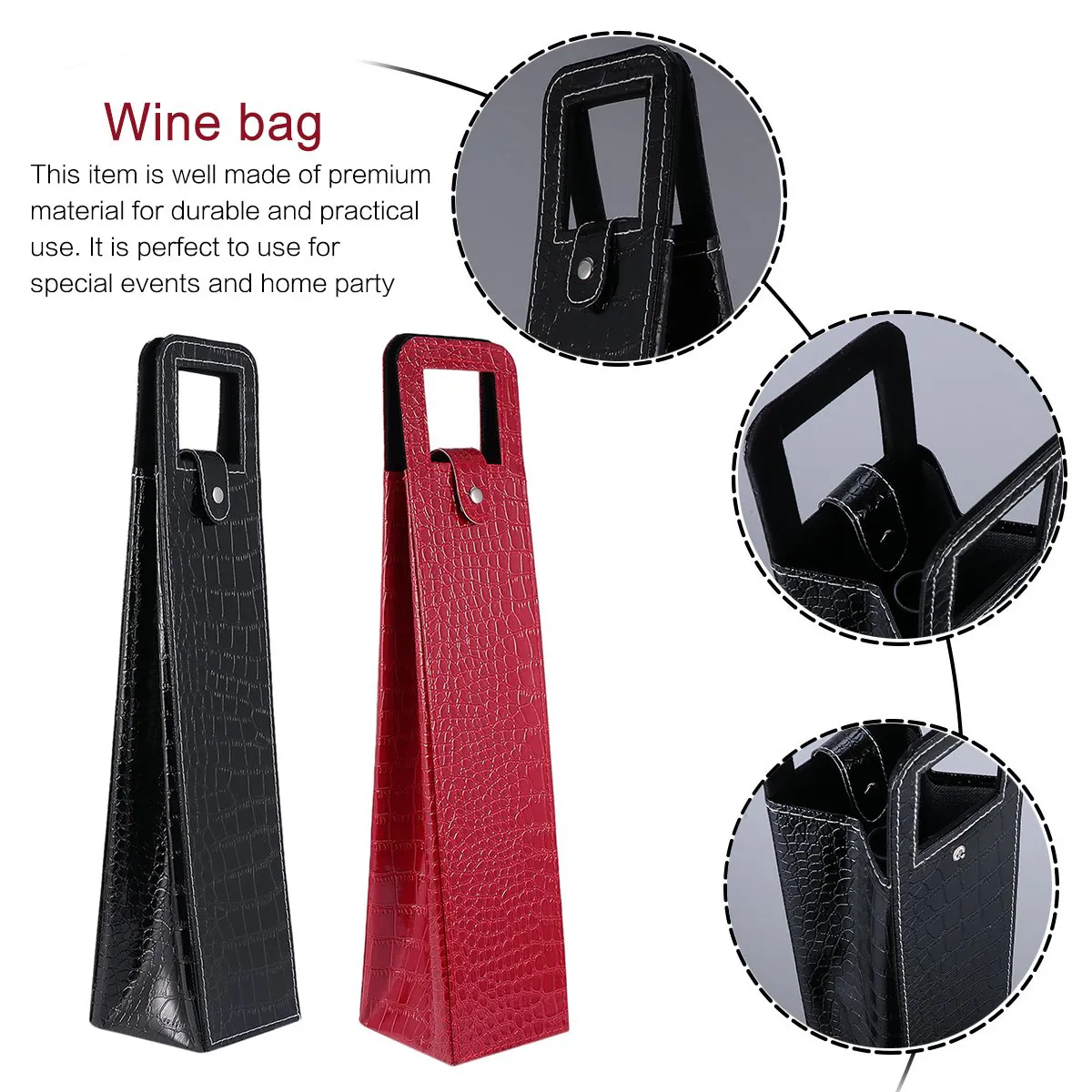 High Quality Leather Durable Portable Wine Bottle Carrier 5