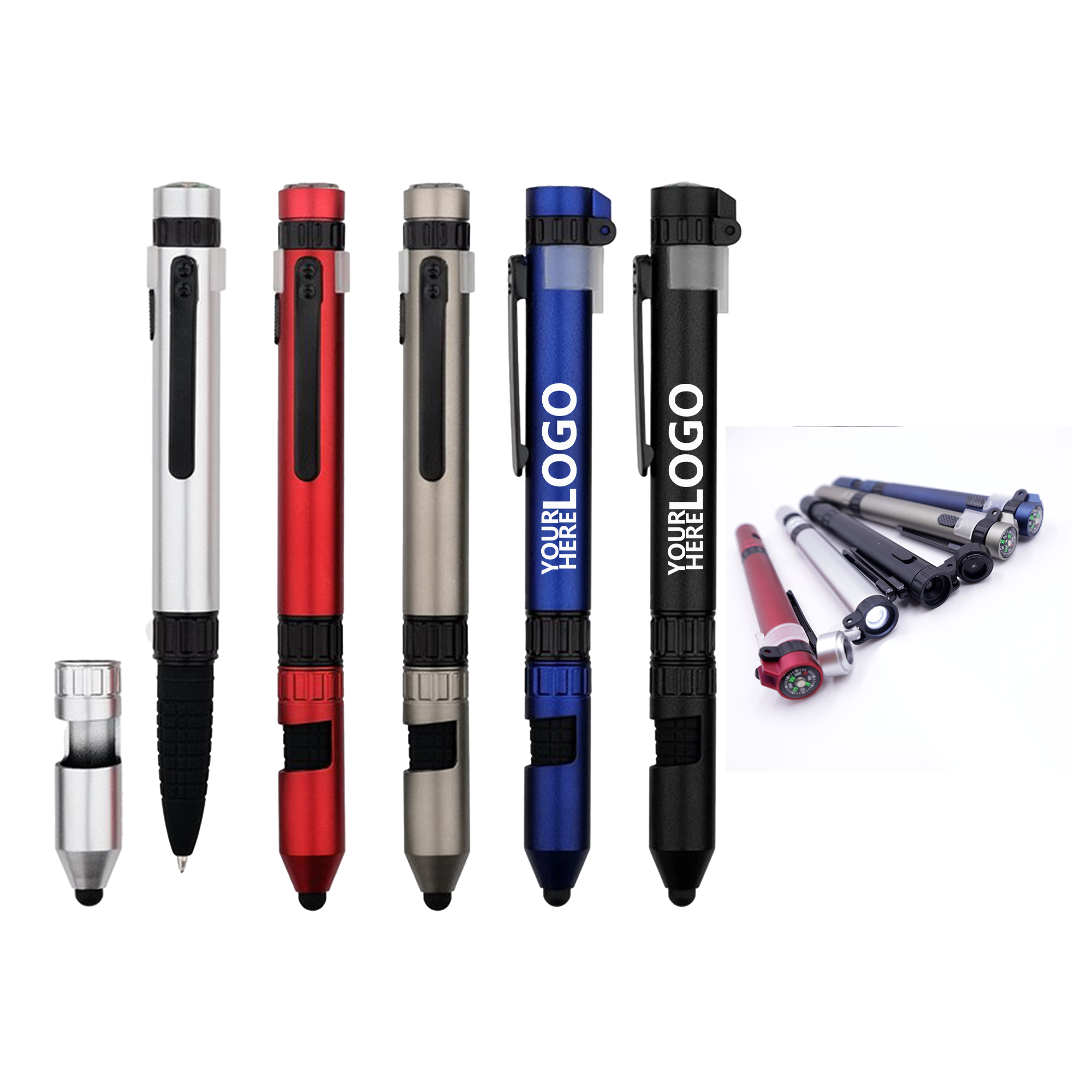 6-in-1 Outdoor Utility Tool with Compass and Touchscreen Pen 1