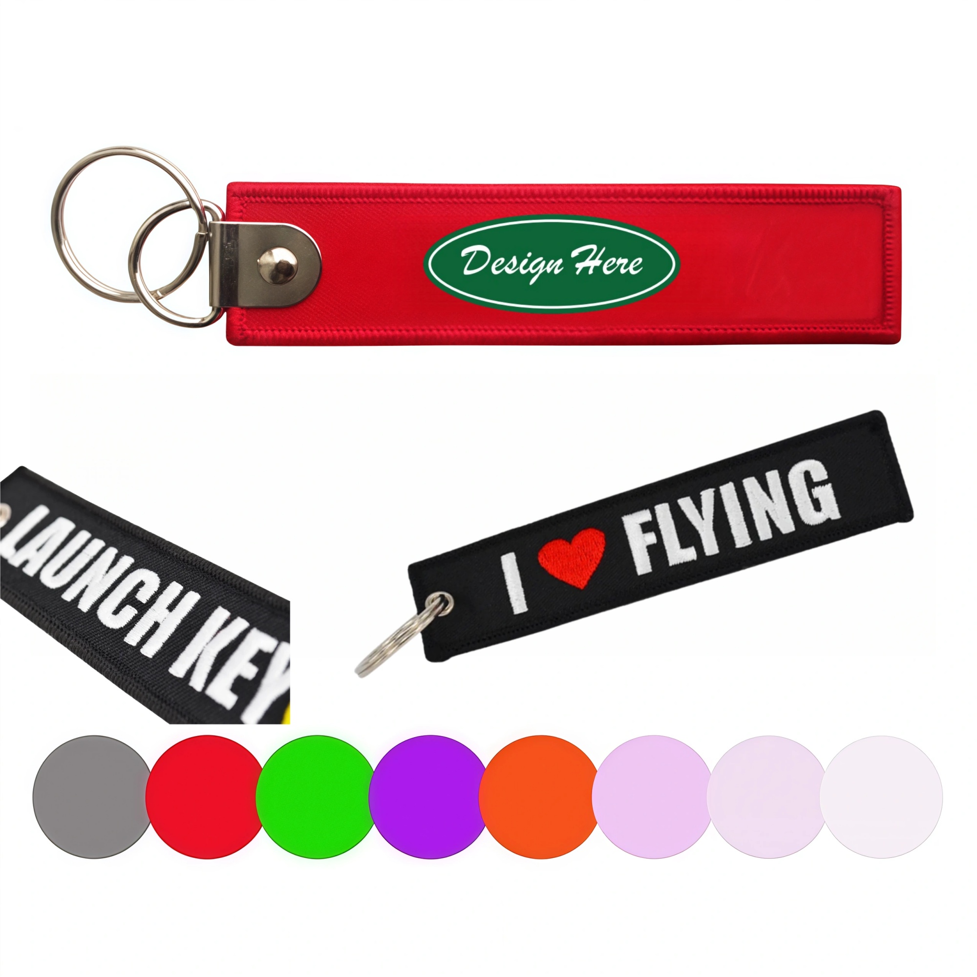 Embroidery Woven Strip Keychain Key Ring Anti-Lost 1