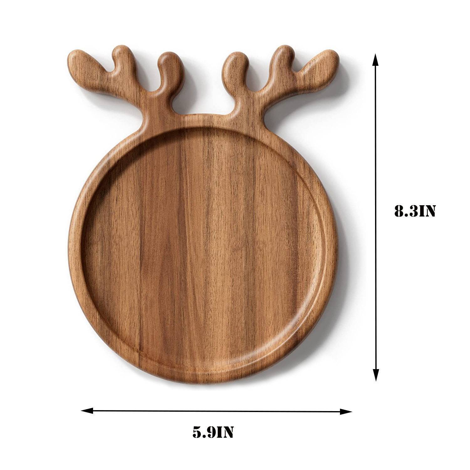 Rustic Wood Serving Platter w/ Antler Handle 2